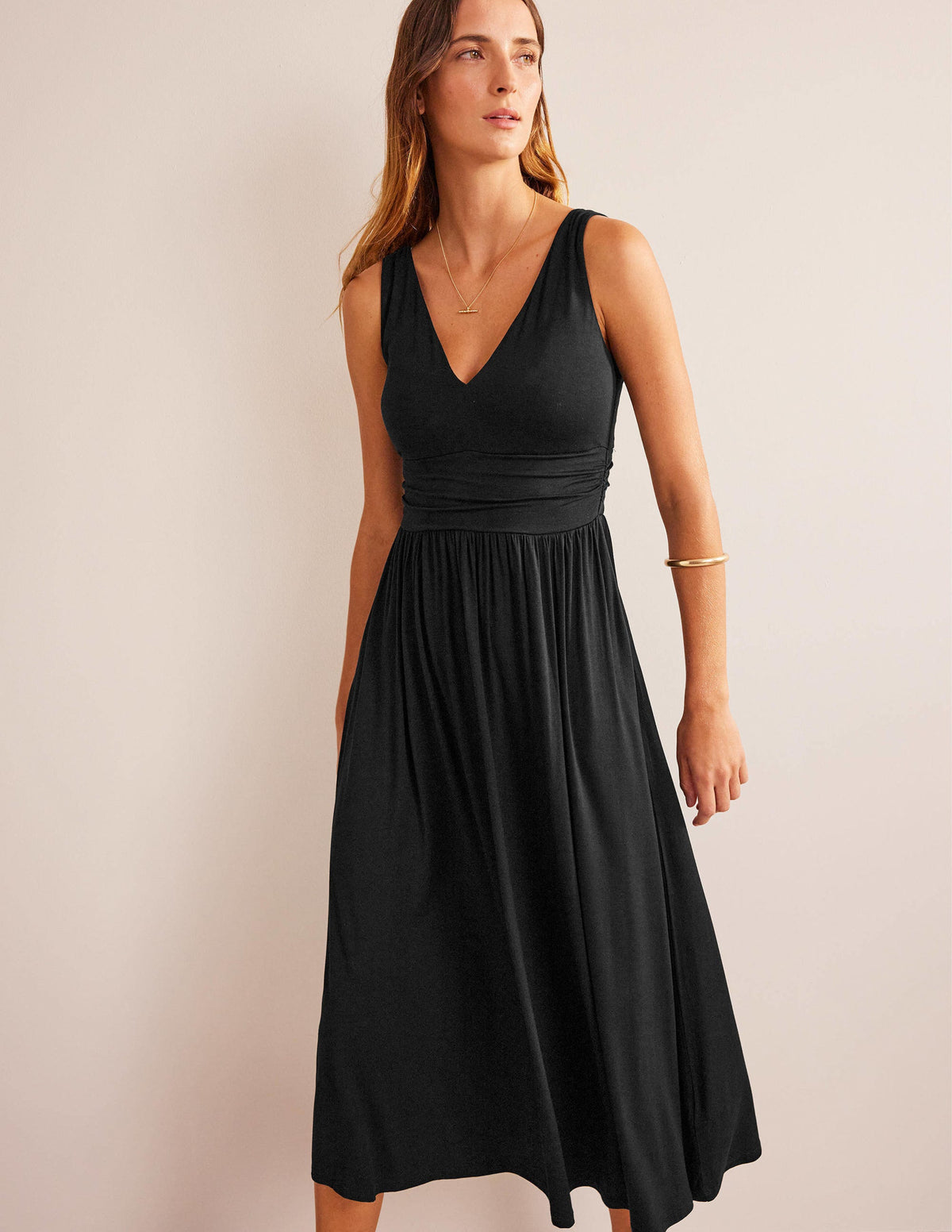 Sleeveless Jersey Maxi Dress-Black - Image 4