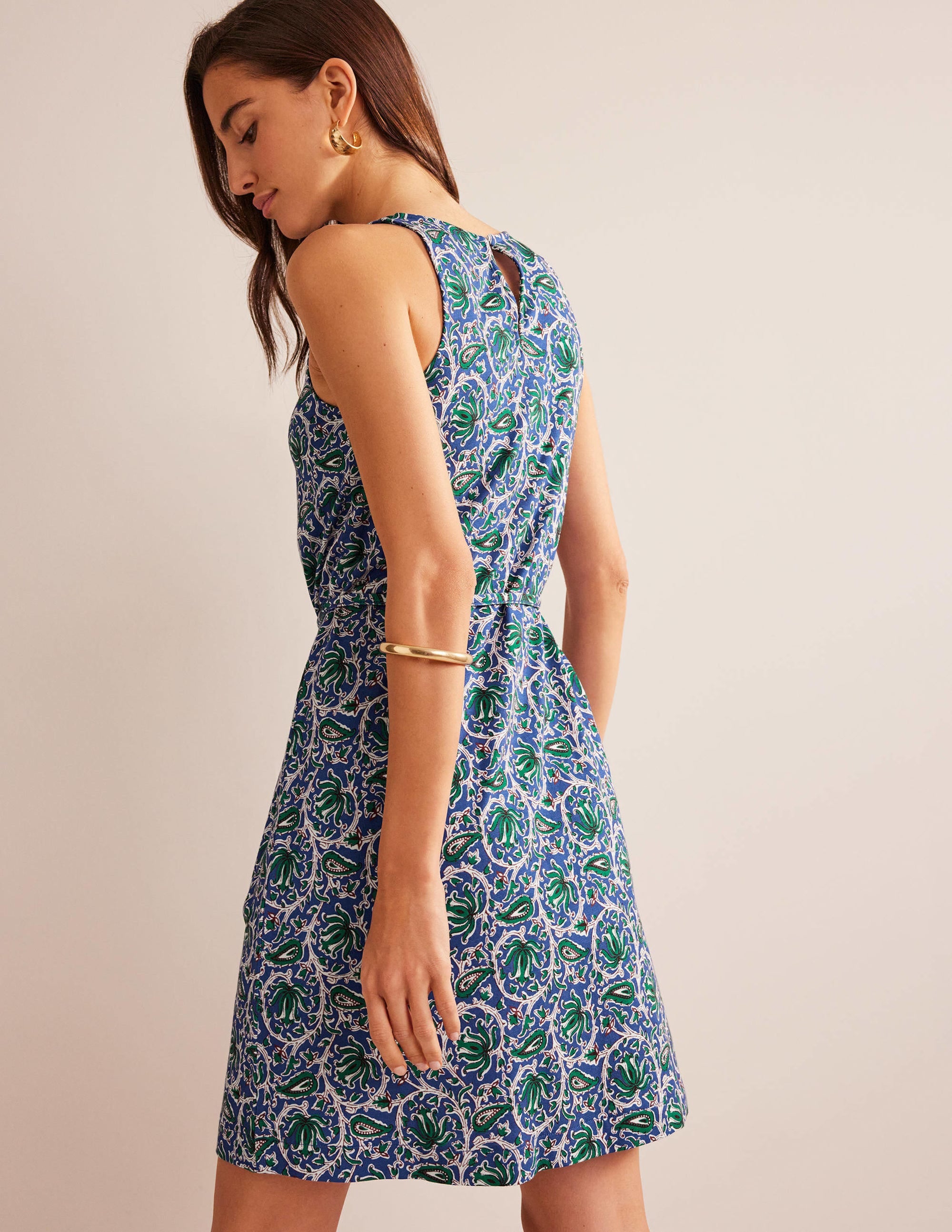 Swing Jersey Dress-Blue Wave, Botanic Vine - Image 3