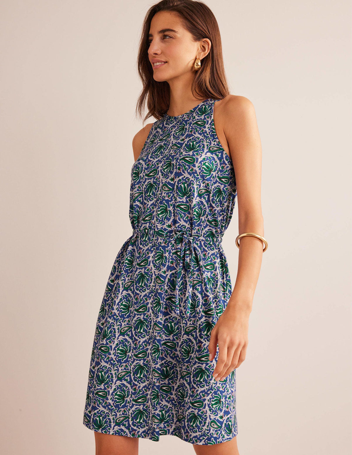 Swing Jersey Dress-Blue Wave, Botanic Vine-4