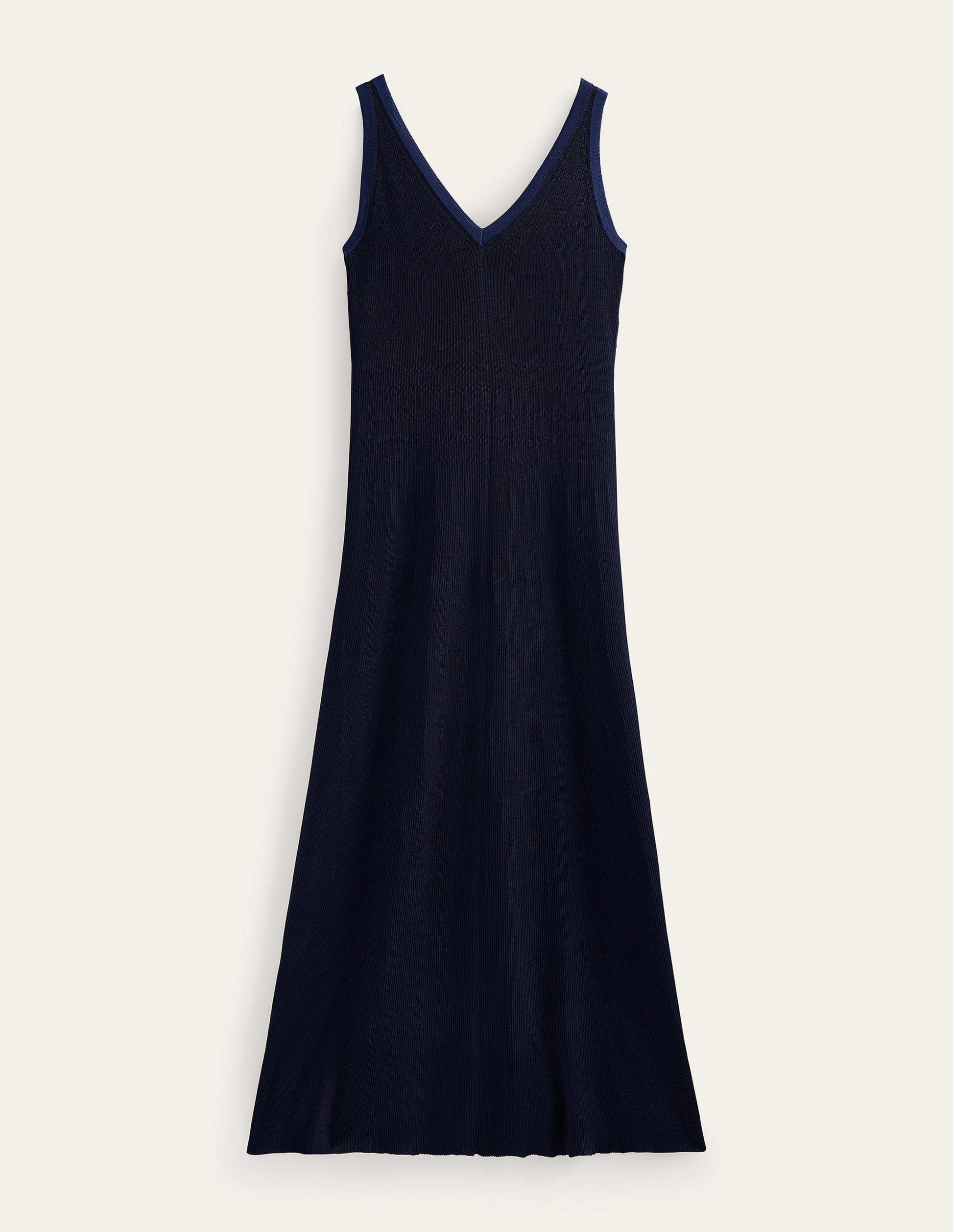 V-Neck Knitted Midi Dress-Navy-7