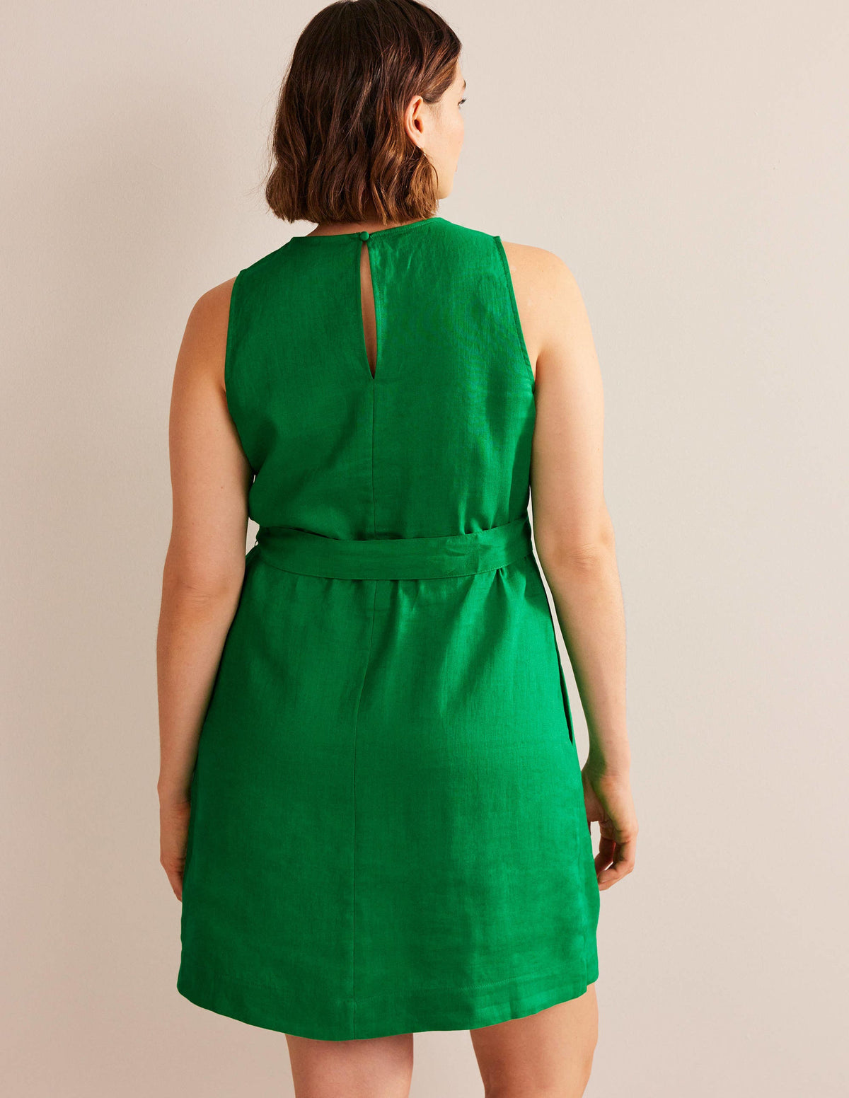 Sleeveless Linen Dress-Rich Emerald - Image 6