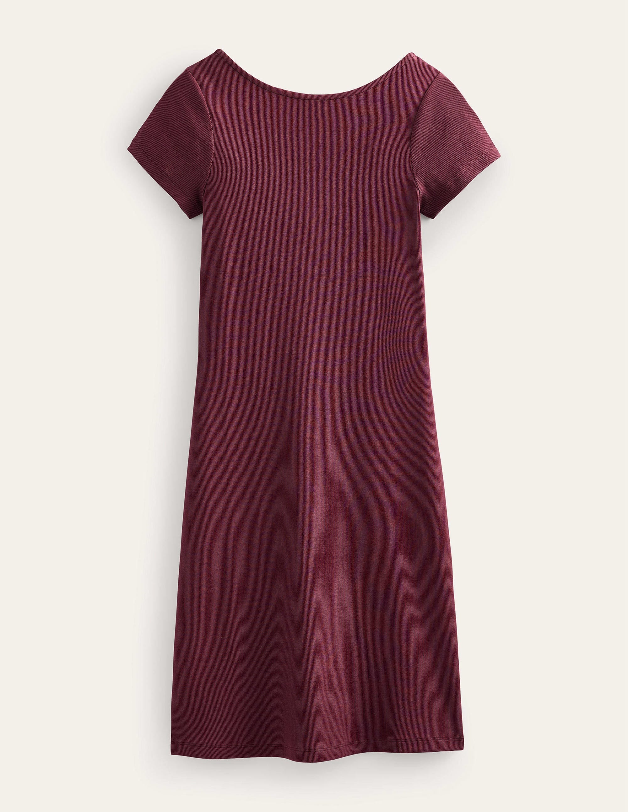Low-Back Rib Jersey Mini Dress-Dark Burgundy - Image 5