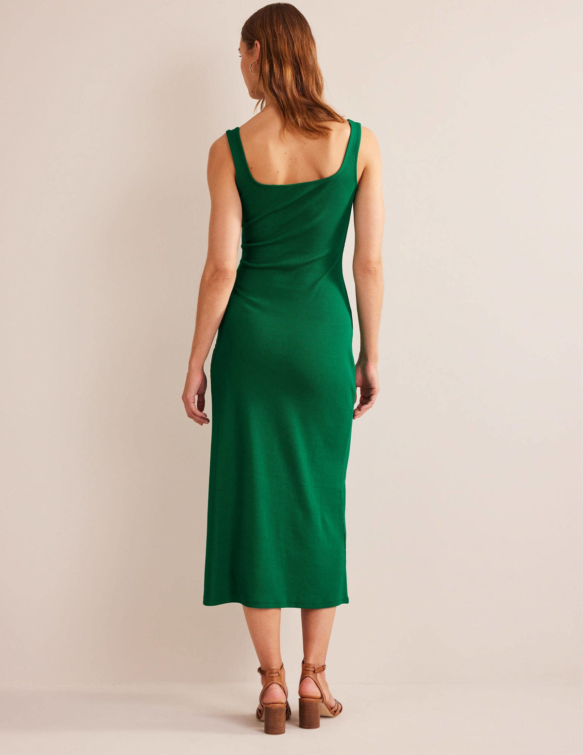 Strappy Rib Jersey Maxi Dress-Bright Emerald - Image 3