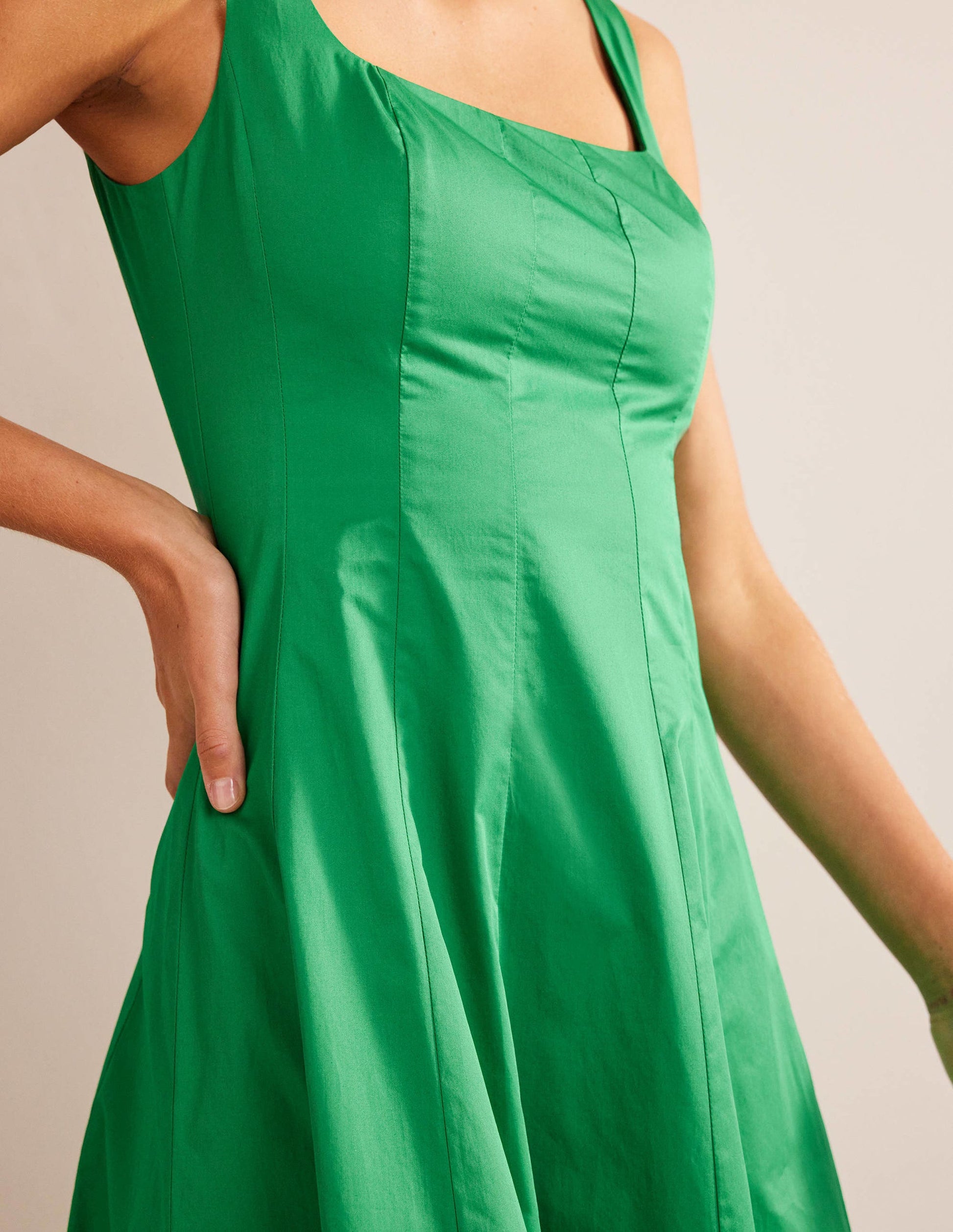 Sleeveless Panelled Midi Dress-Rich Emerald-4
