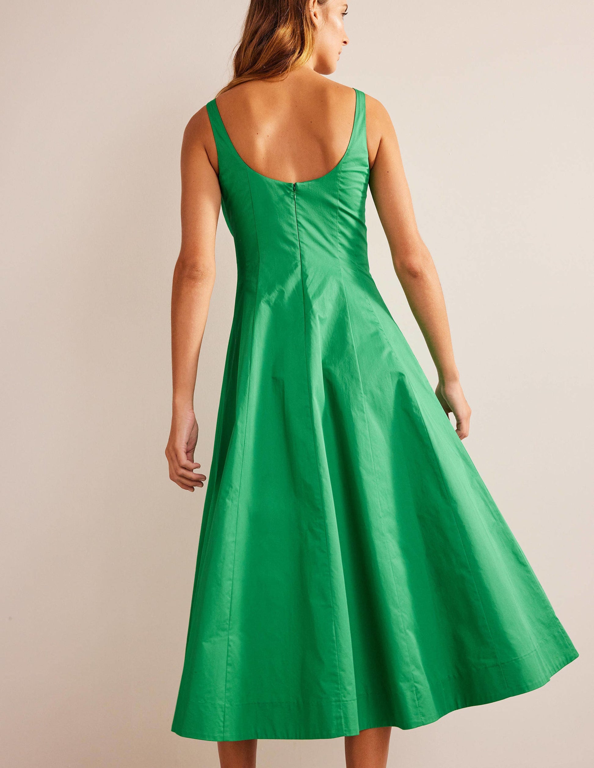 Sleeveless Panelled Midi Dress-Rich Emerald-5