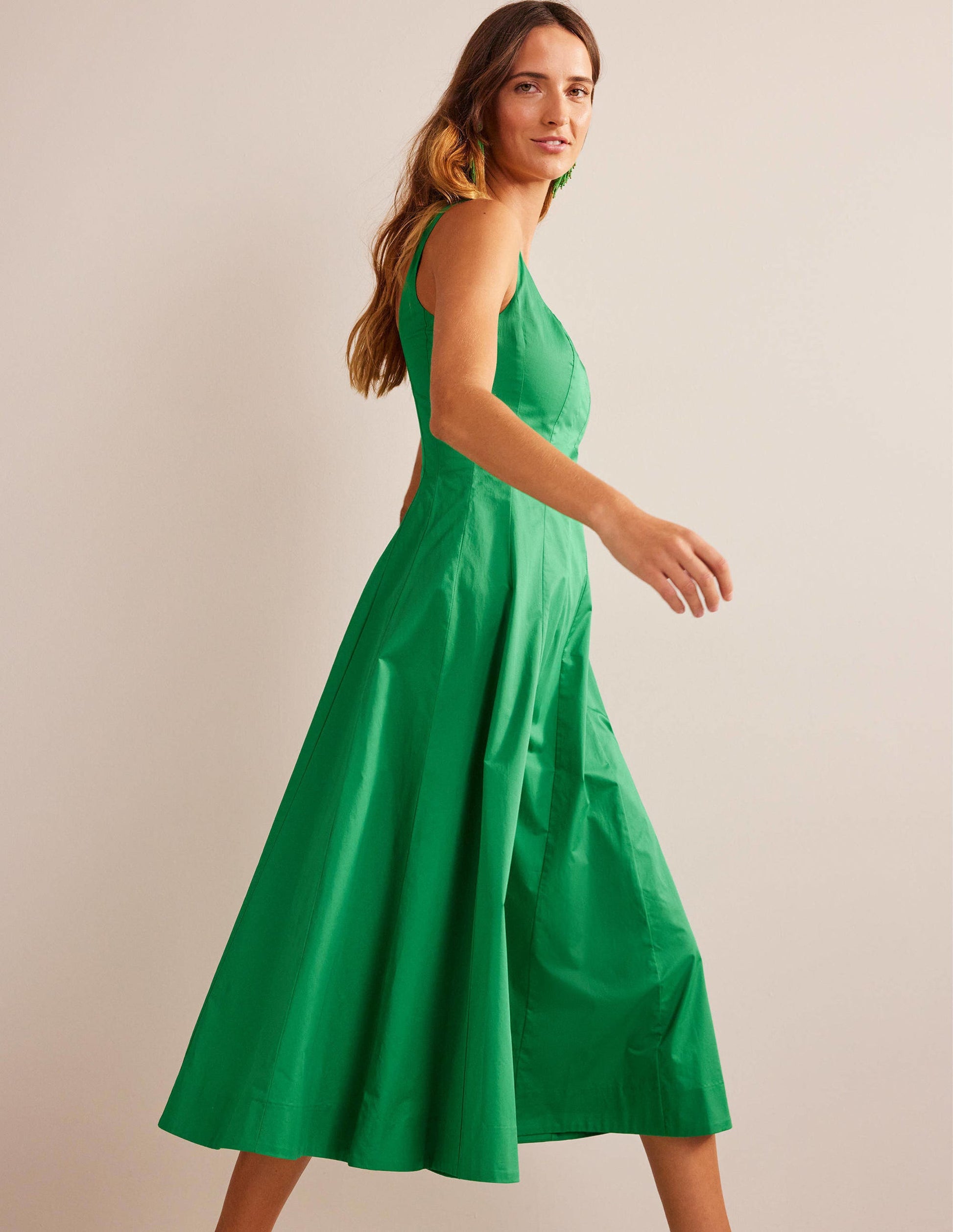 Sleeveless Panelled Midi Dress-Rich Emerald-6