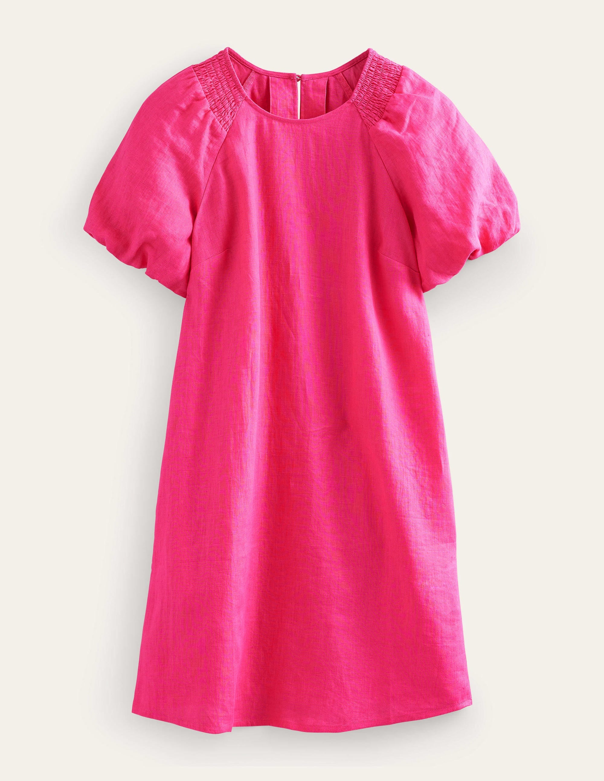 Sleeve Detail Linen Mini Dress-Festival Pink - Image 6