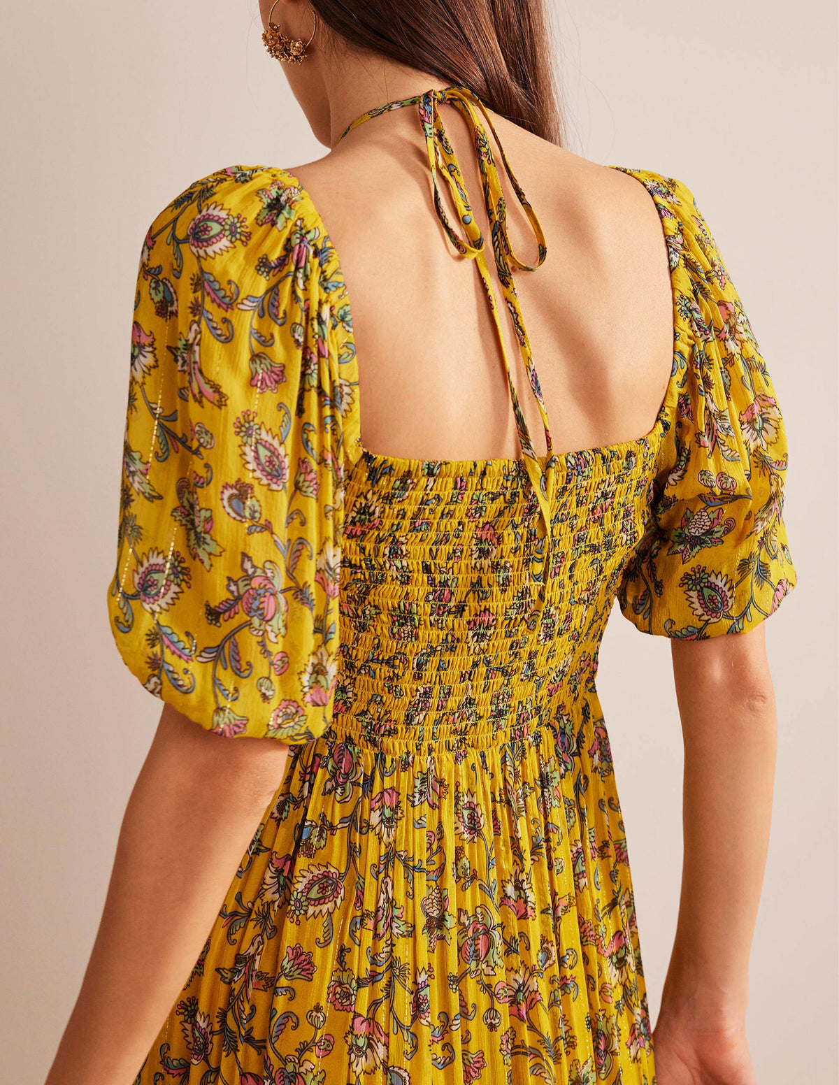 Halterneck Detail Maxi Dress-Mustard Seed, Meadow Fall - Image 2