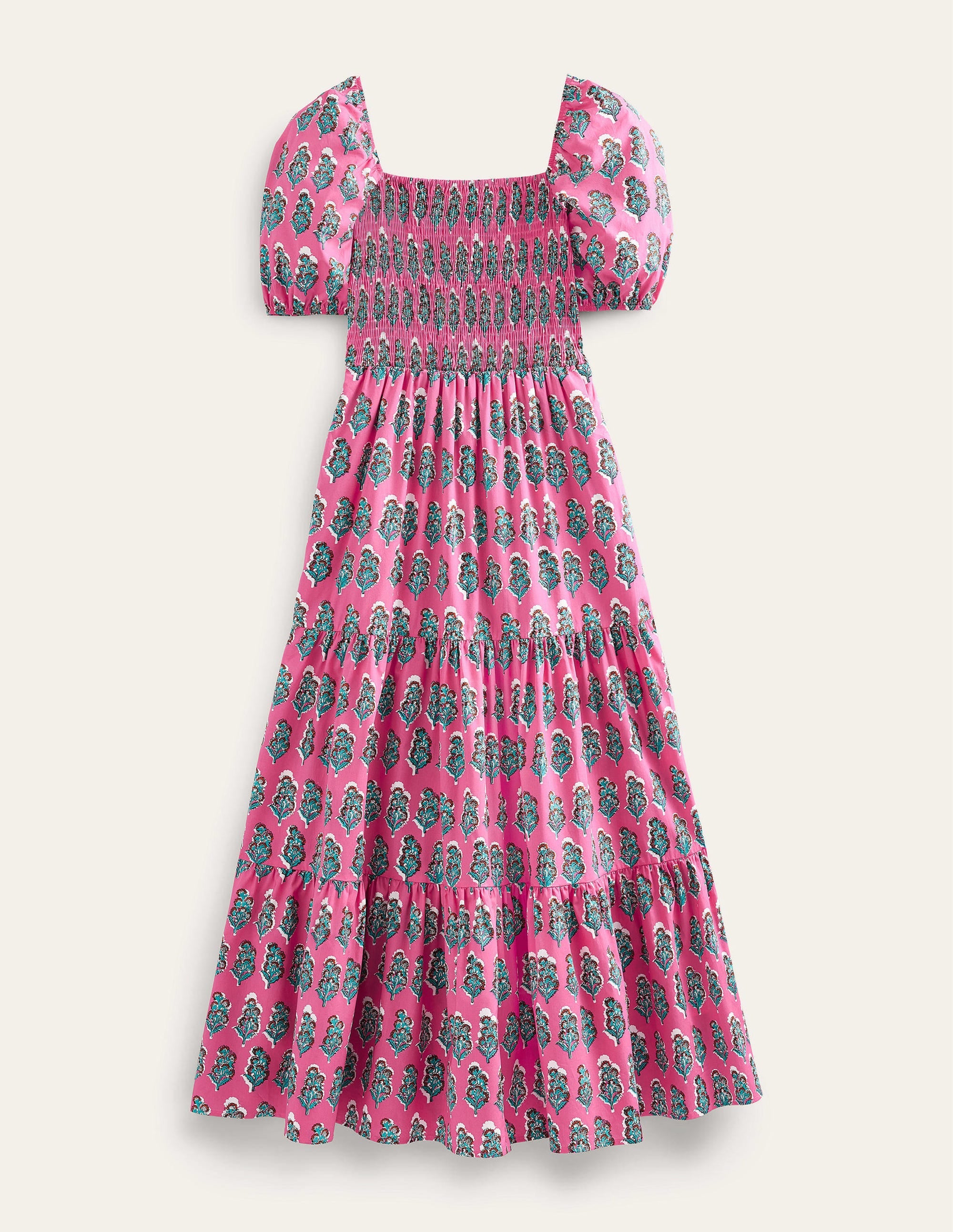 Smocked Bodice Maxi Dress-Festival Pink, Artisan Bloom - Image 5