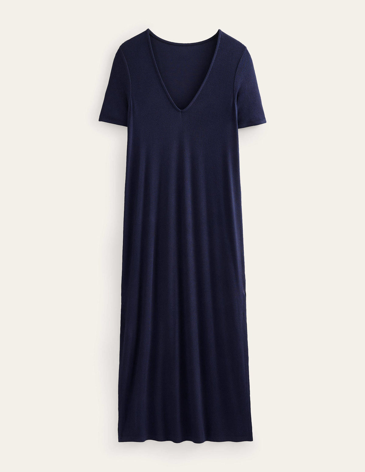 Rib Jersey Midi T-shirt Dress-Navy-5