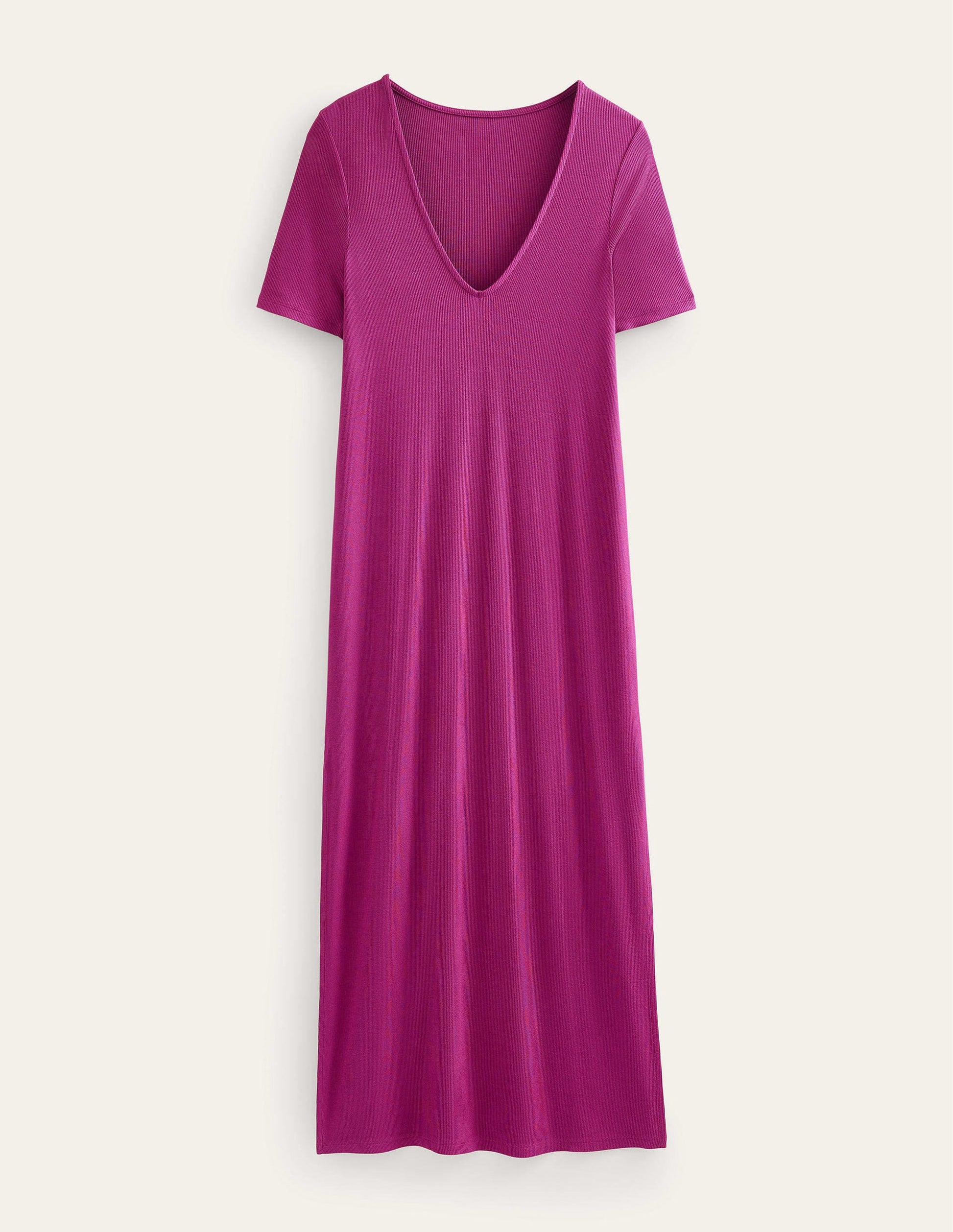 Rib Jersey Midi T-shirt Dress-Raspberry Radiance-5