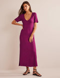 Rib Jersey Midi T-shirt Dress-Raspberry Radiance