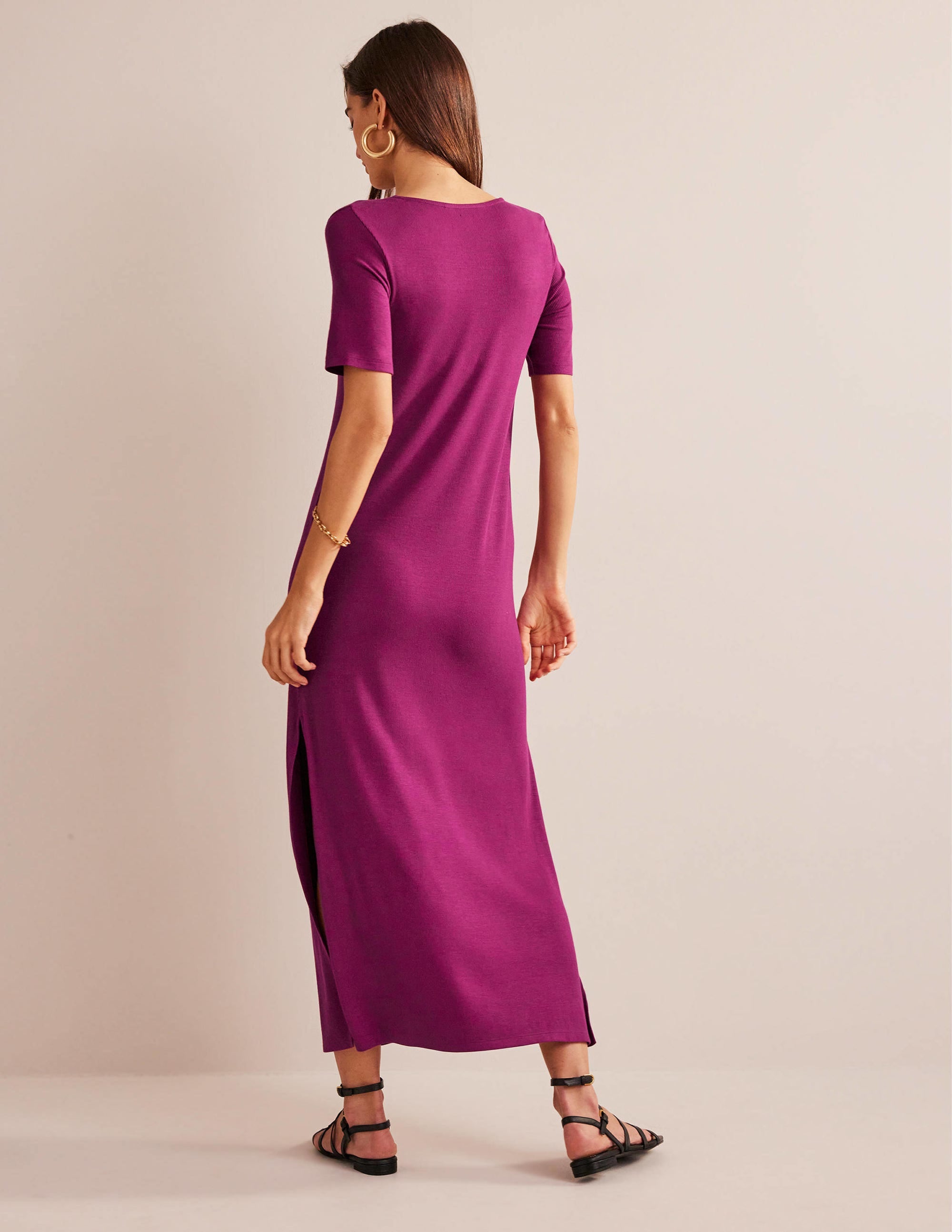 Rib Jersey Midi T-shirt Dress-Raspberry Radiance - Image 3