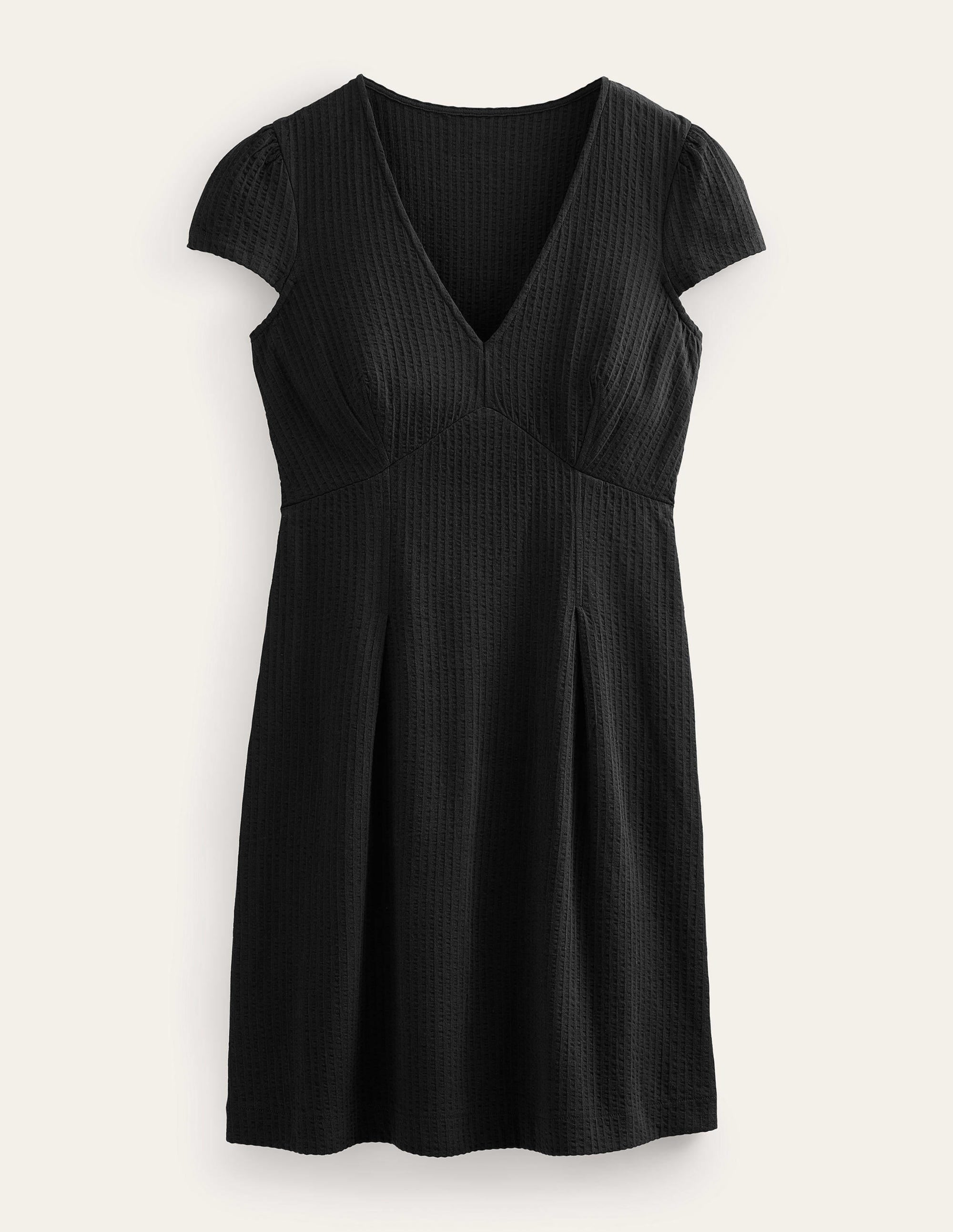 Seersucker Jersey Tea Dress-Black - Image 4