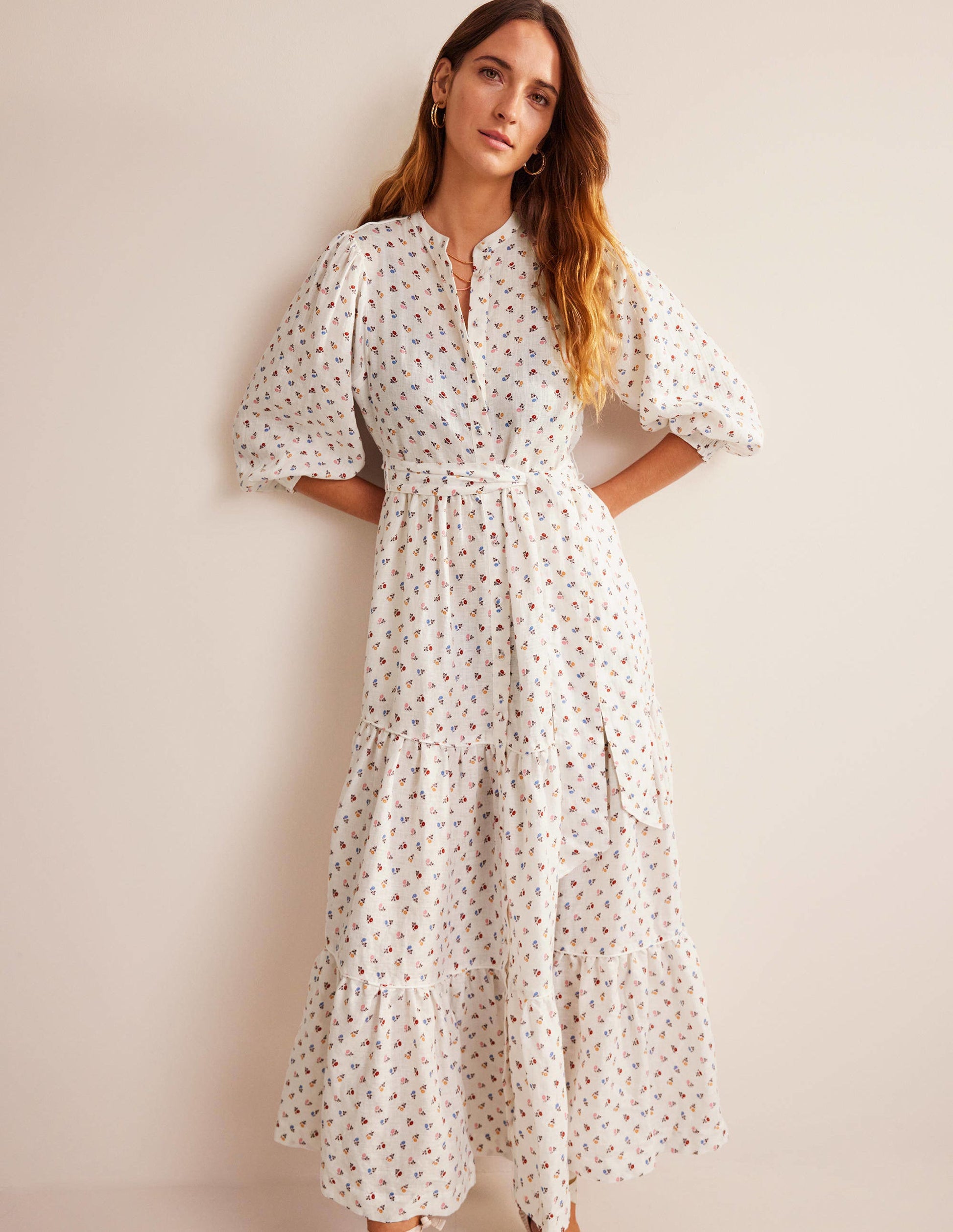 Remix Linen Maxi Dress-Ivory, Sweet Daisy-1