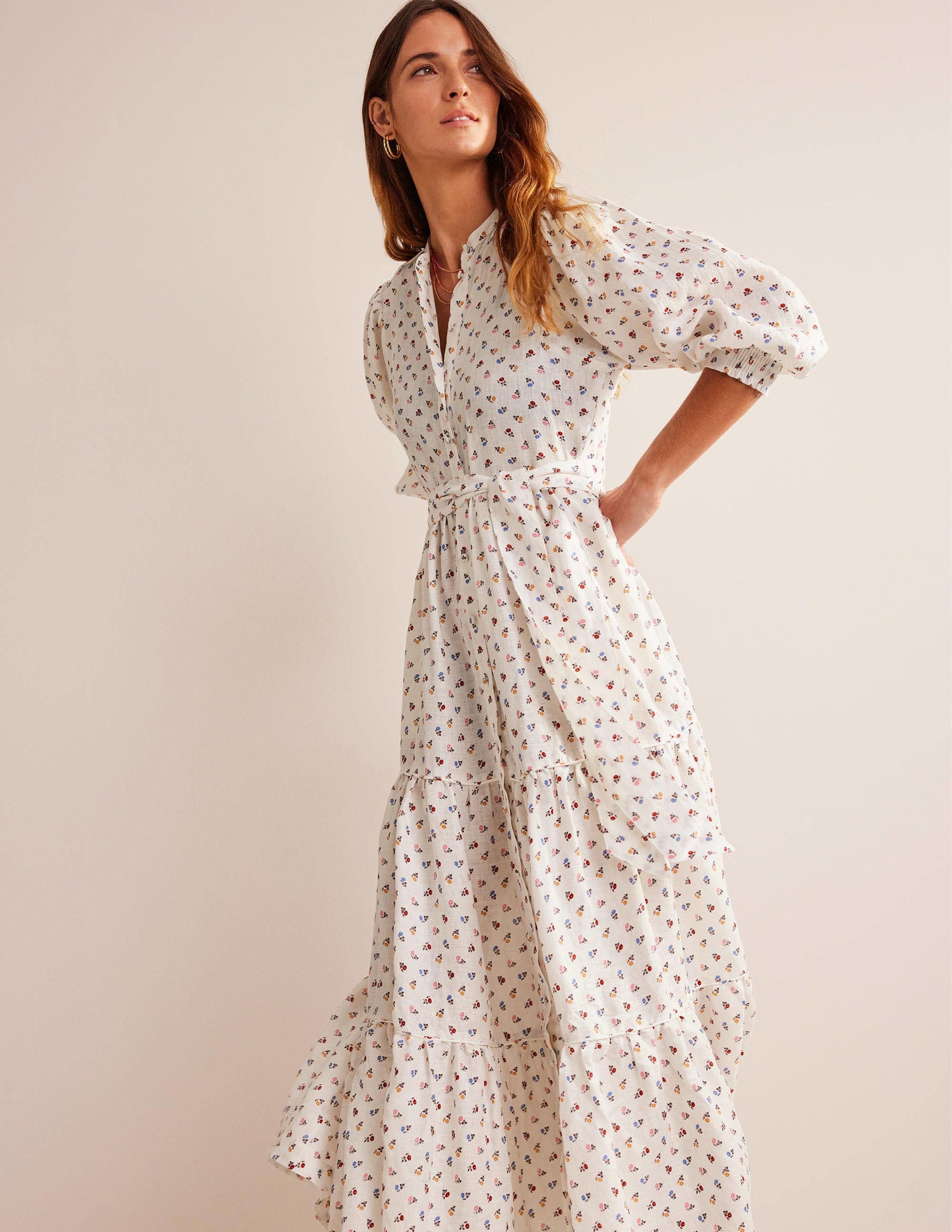 Remix Linen Maxi Dress-Ivory, Sweet Daisy-5