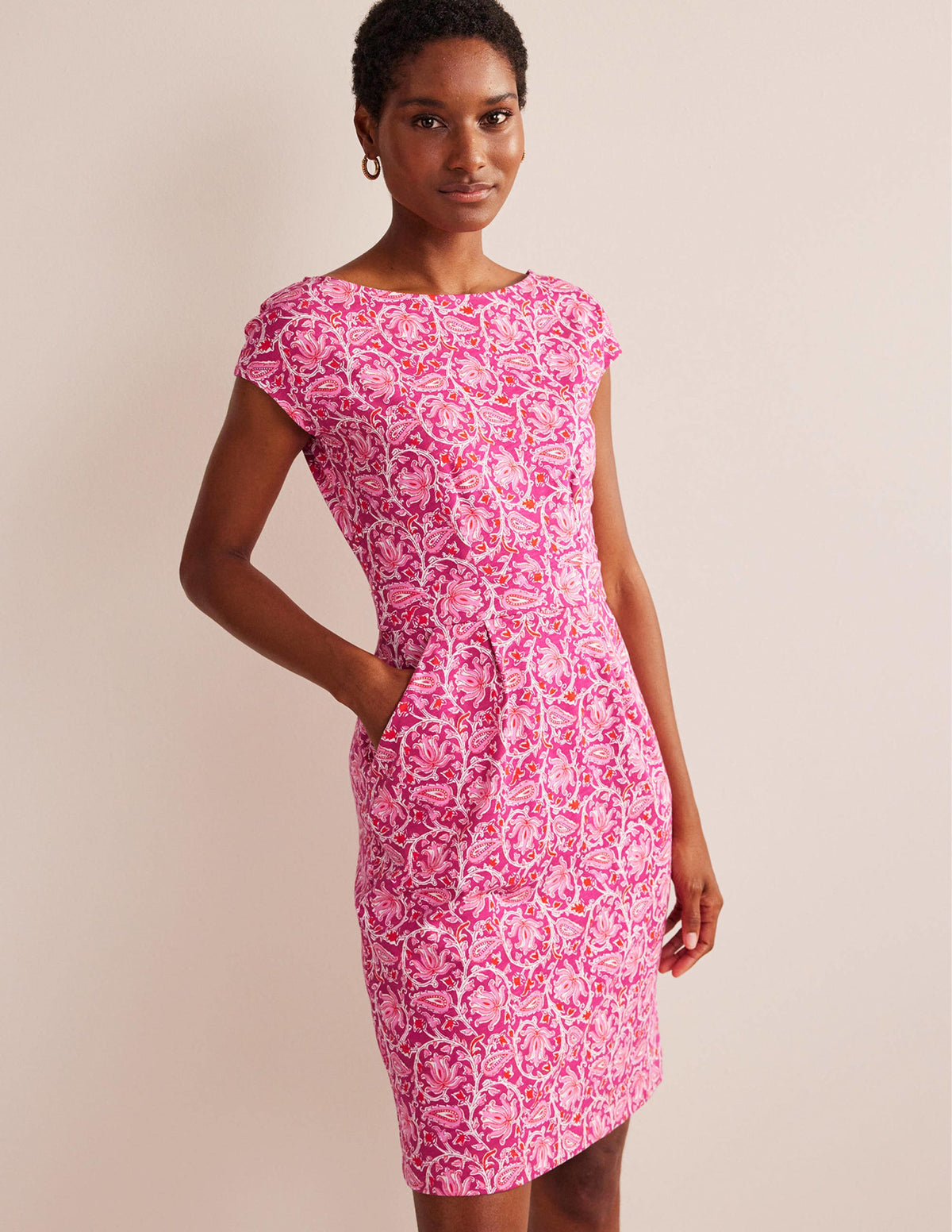 Florrie Jersey Dress-Raspberry, Botanic Vine-1
