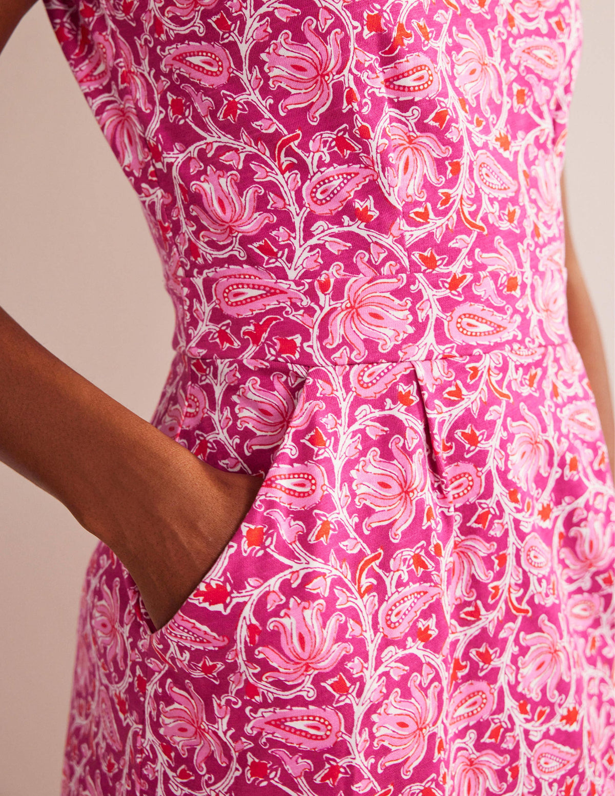 Florrie Jersey Dress-Raspberry, Botanic Vine - Image 2