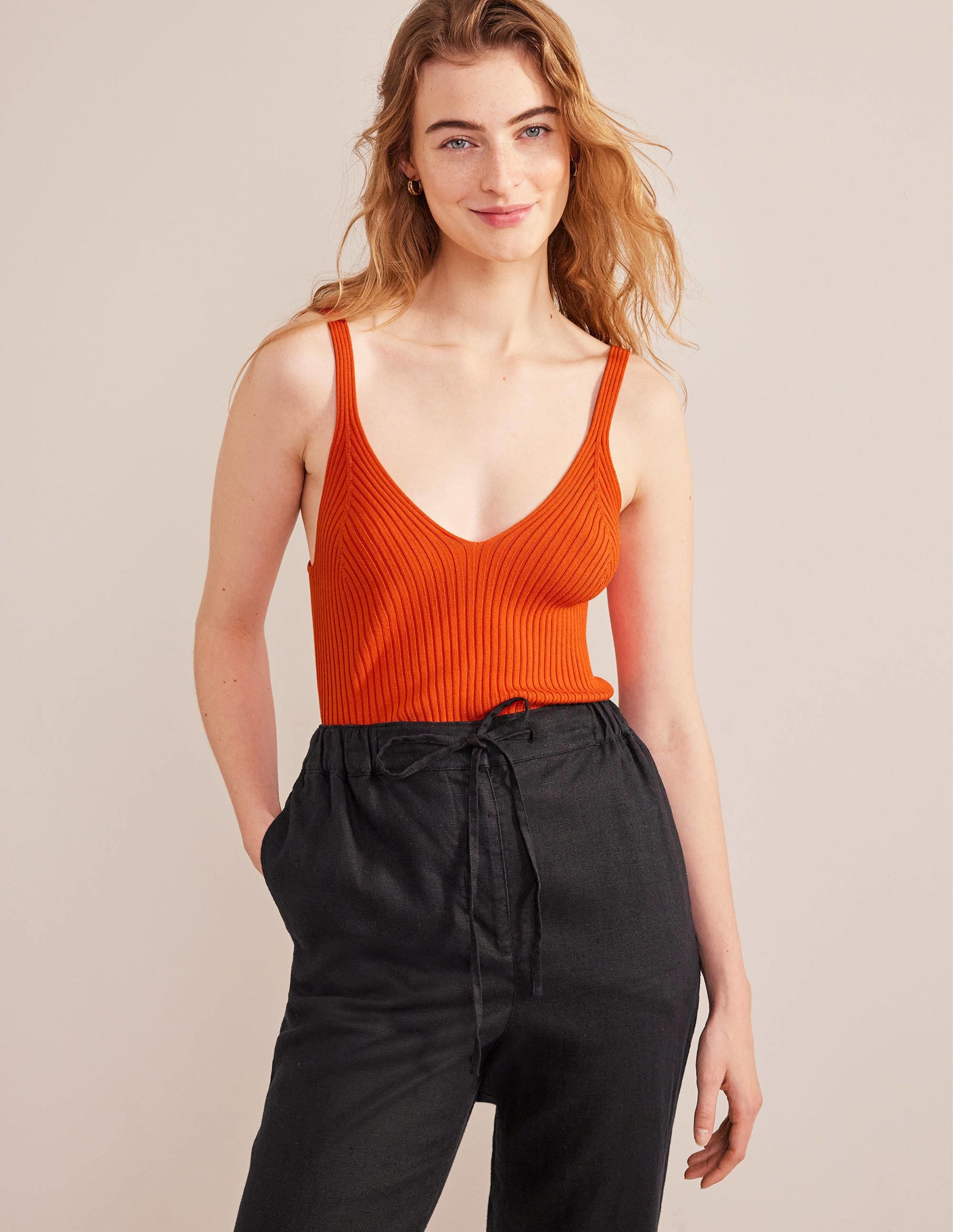Ribbed Vest Top-Kumquat - Image 1