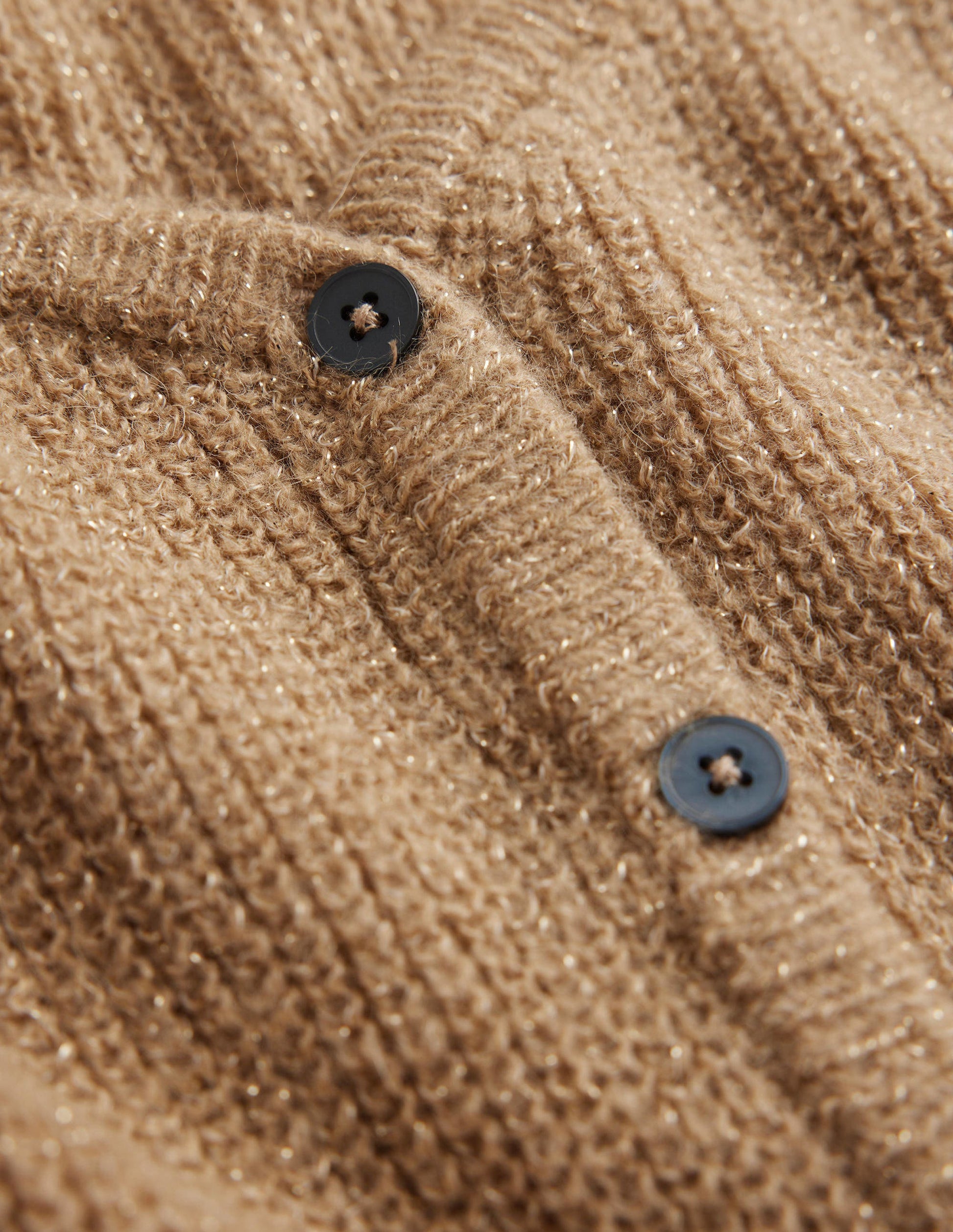 Cropped Fluffy Cardigan-Sparkle Camel Melange-5