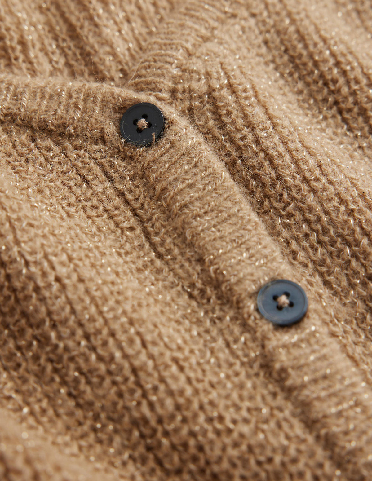 Cropped Fluffy Cardigan-Sparkle Camel Melange - Image 5