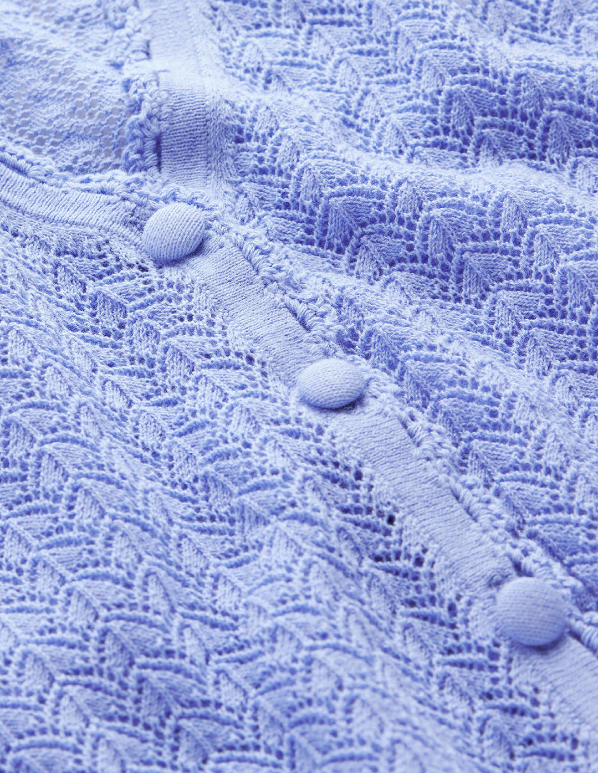 Pointelle Cropped Cardigan-Hazy Blue - Image 6