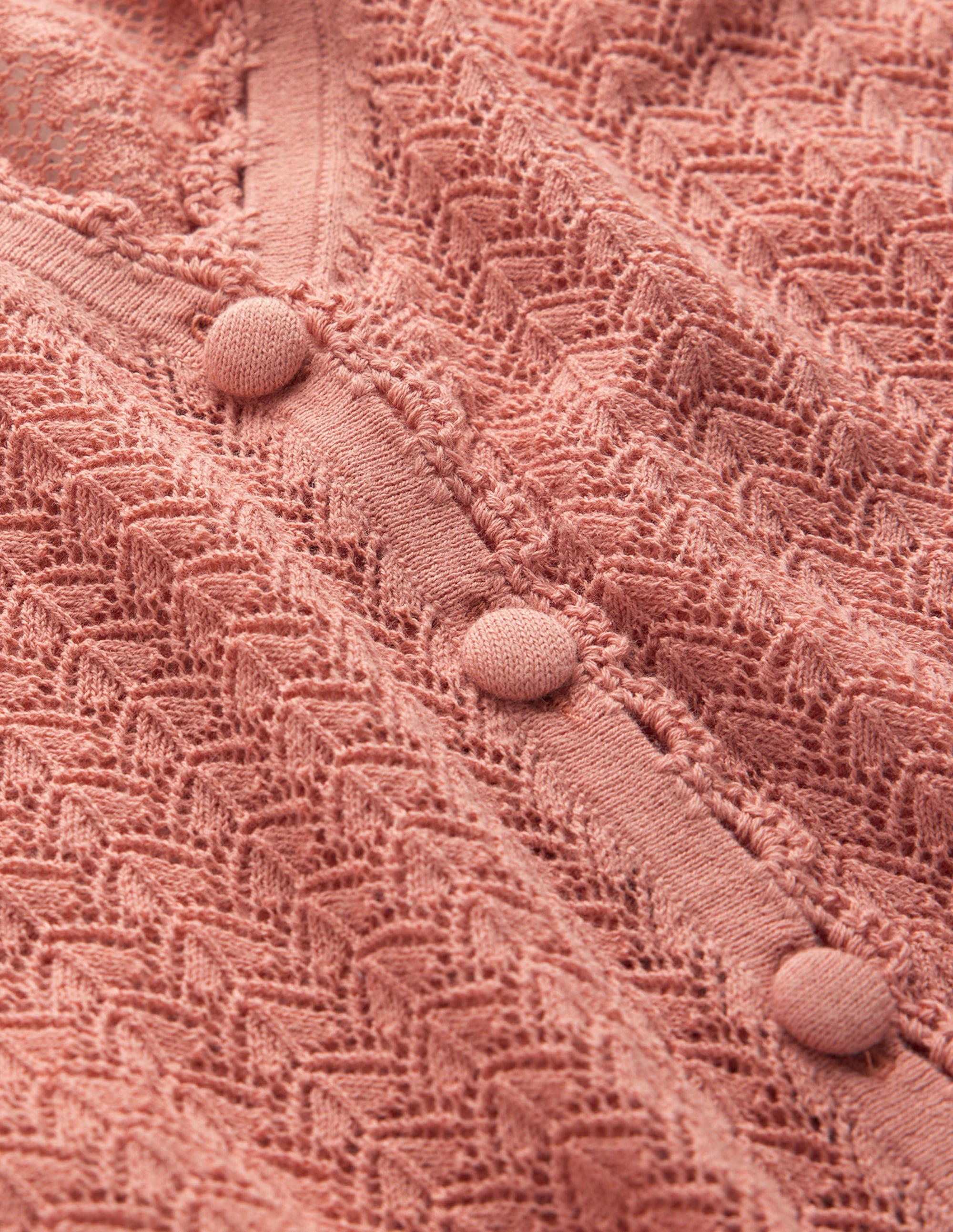 Pointelle Cropped Cardigan-Rose Pink - Image 6