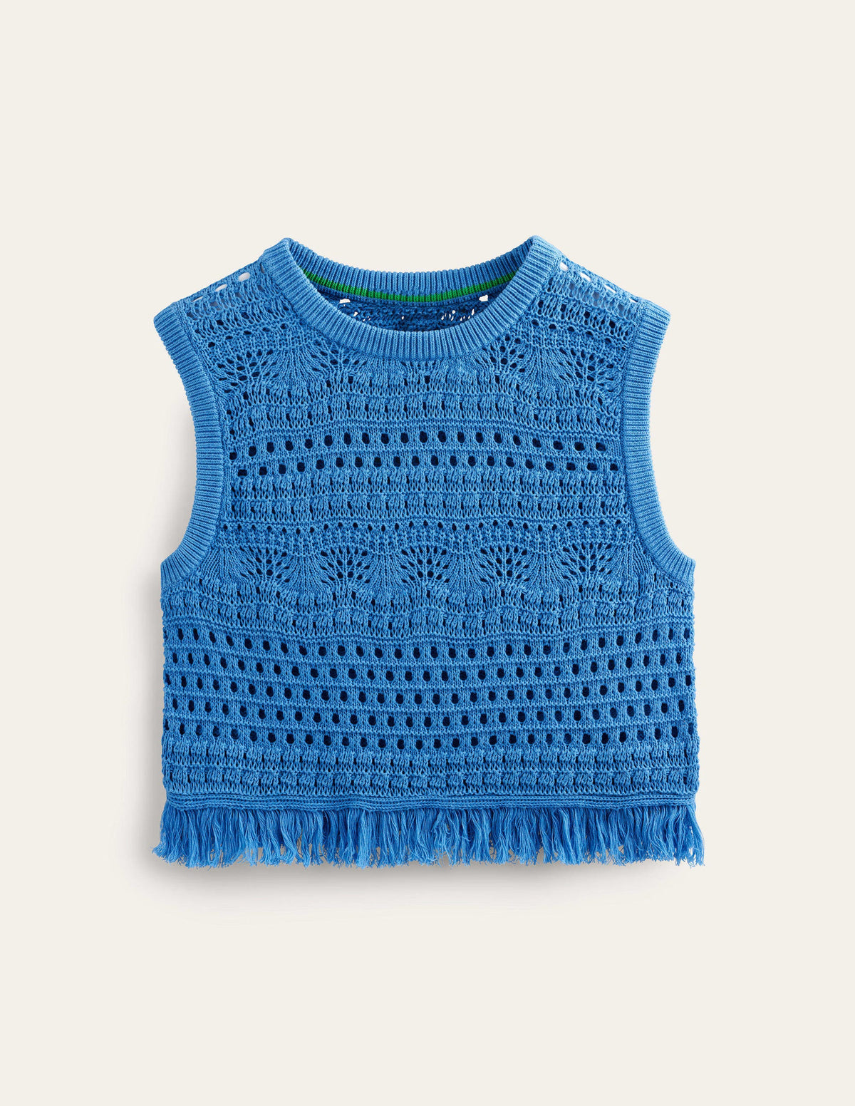 Cropped Fringe Crochet Tank-Porcelain Blue - Image 5