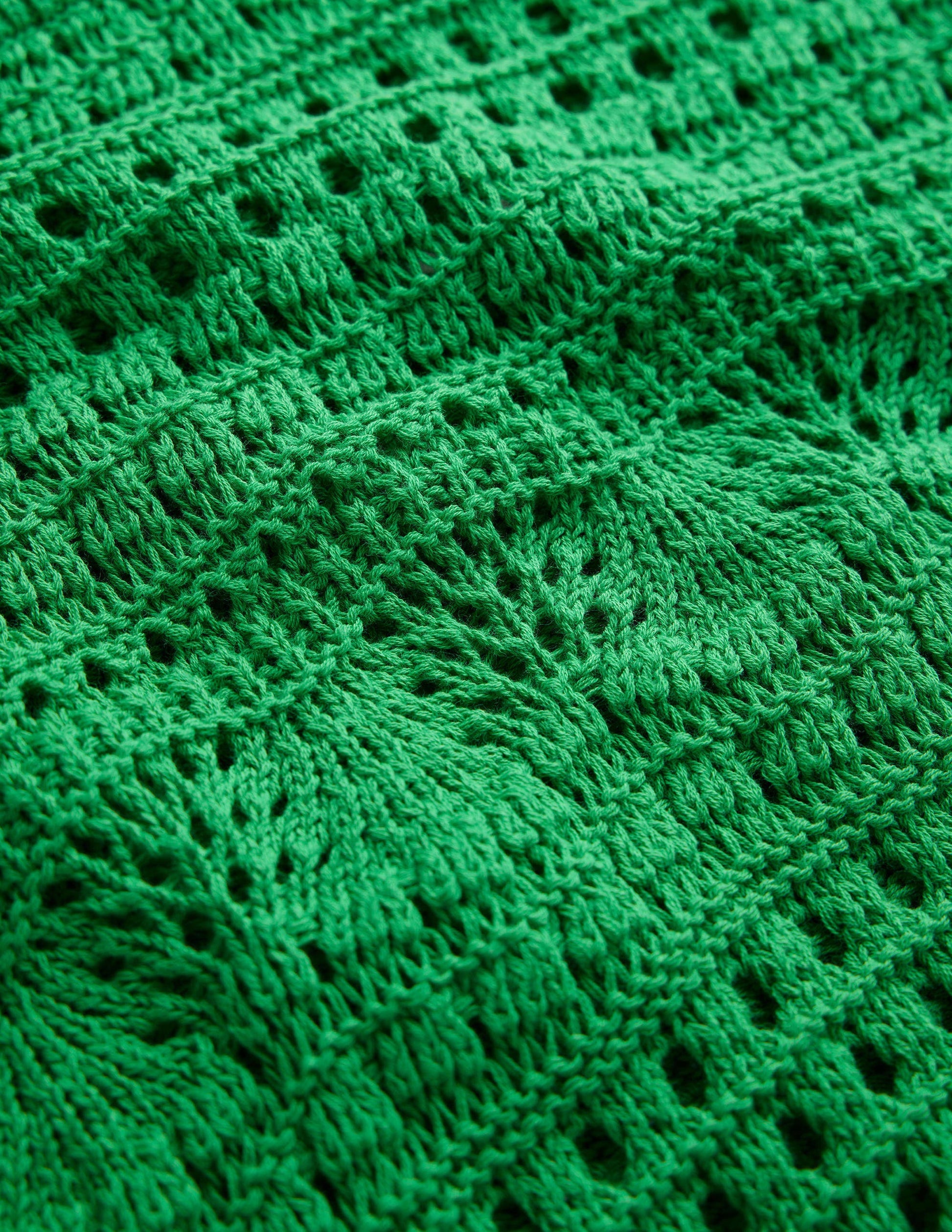 Cropped Fringe Crochet T-Shirt-Bright Green-6