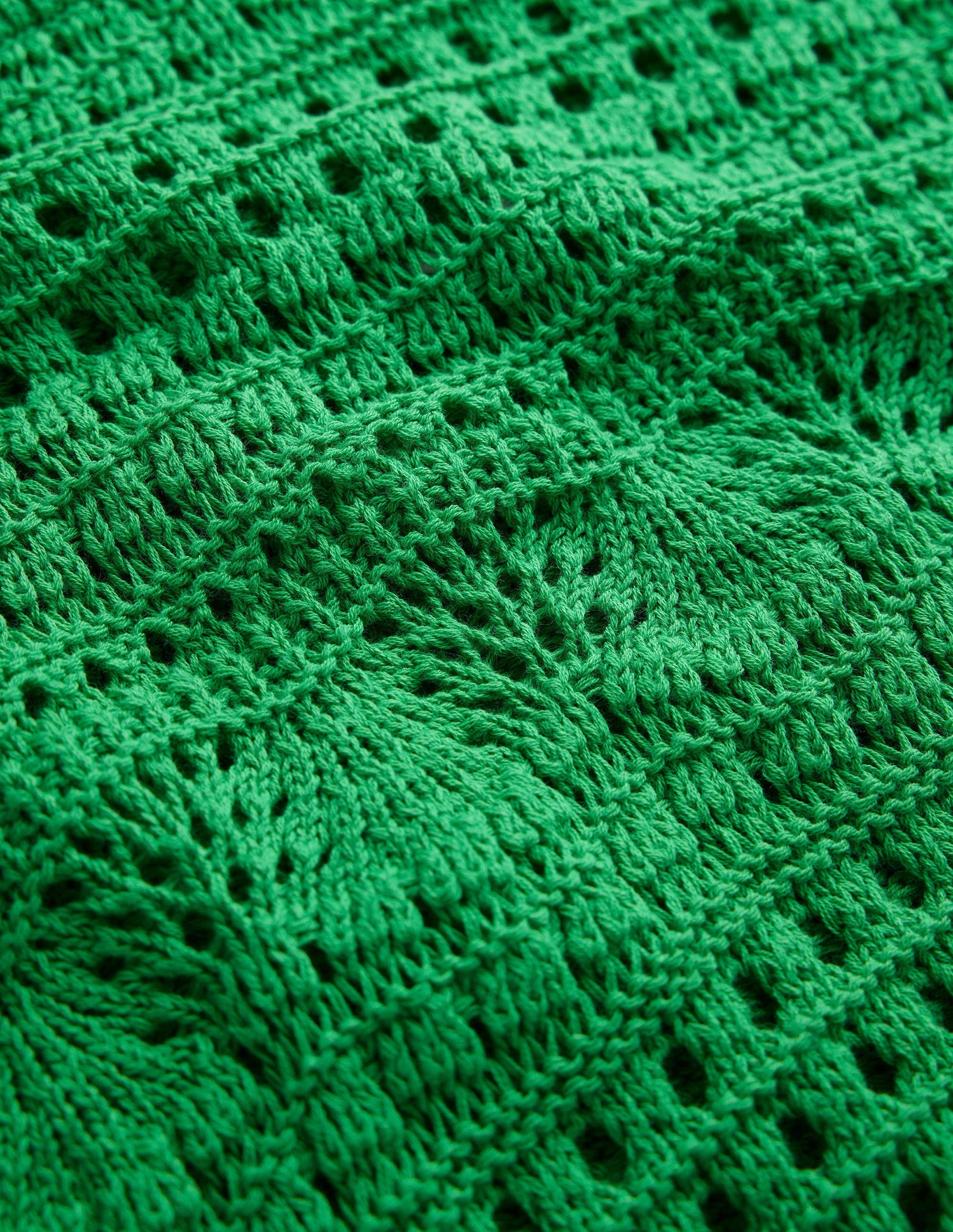 Cropped Fringe Crochet T-Shirt-Bright Green - Image 6