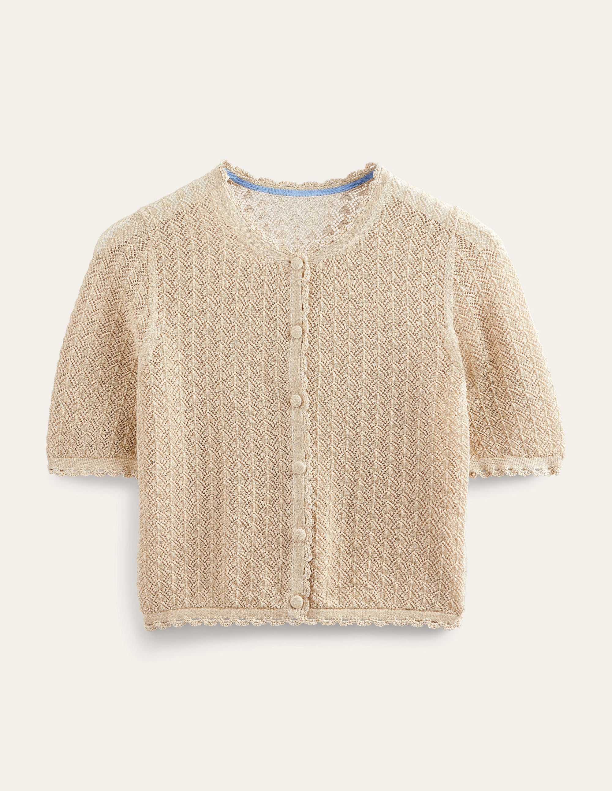 Cropped Short Sleeve Cardigan-Gold Sparkle - Image 6
