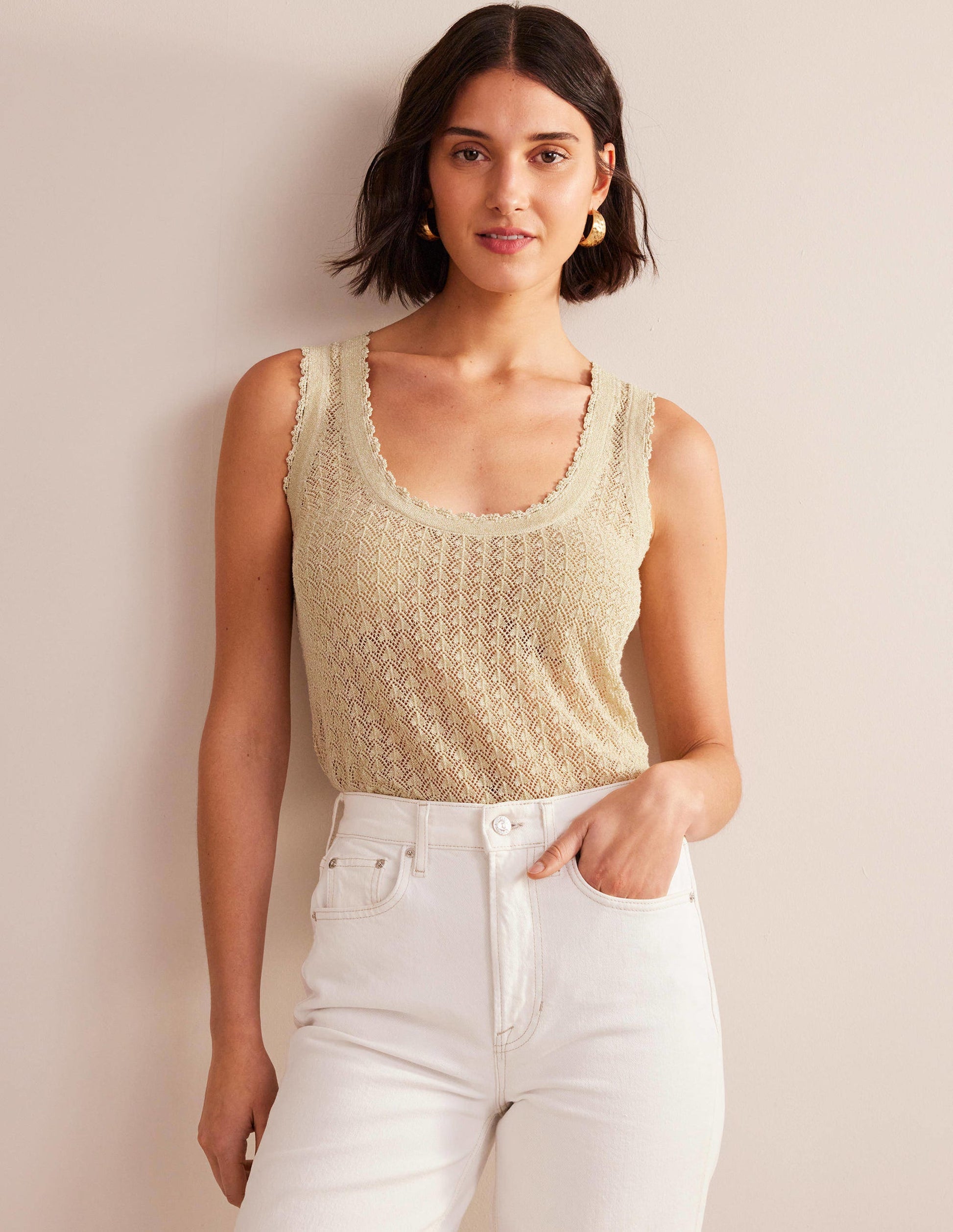 Pointelle Tank-Gold Sparkle-1