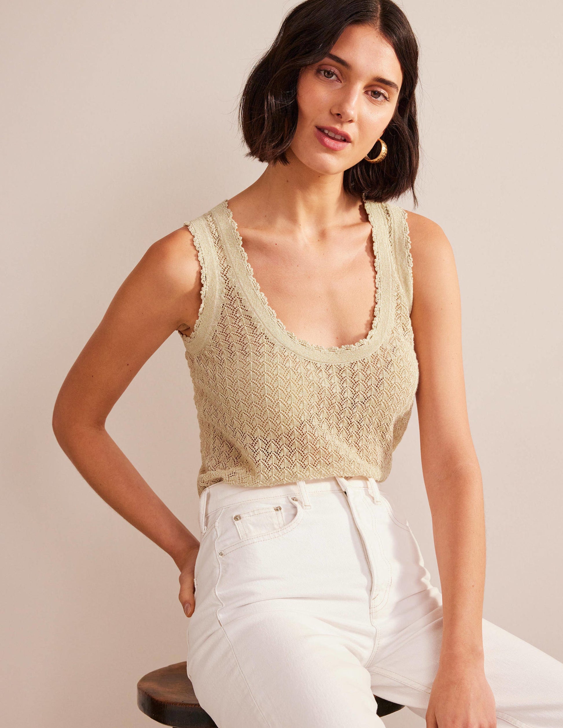 Pointelle Tank-Gold Sparkle-4