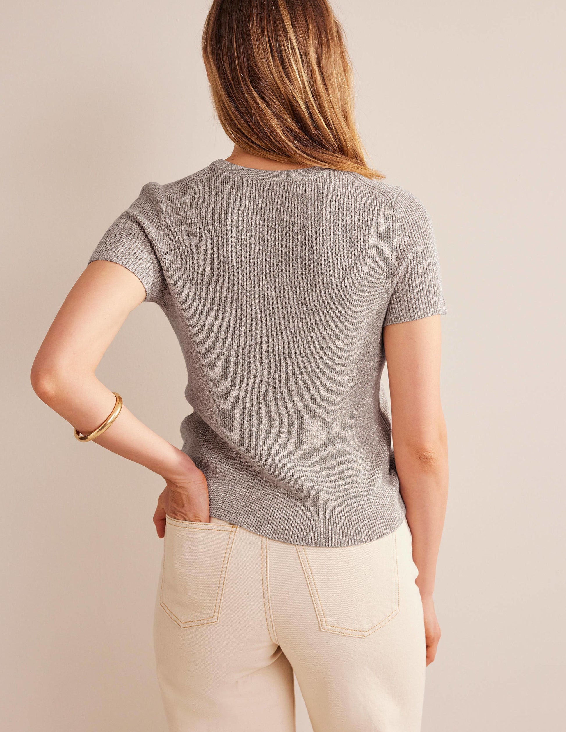 Cropped Sparkle Knit T-Shirt-Rope Sparkle-3