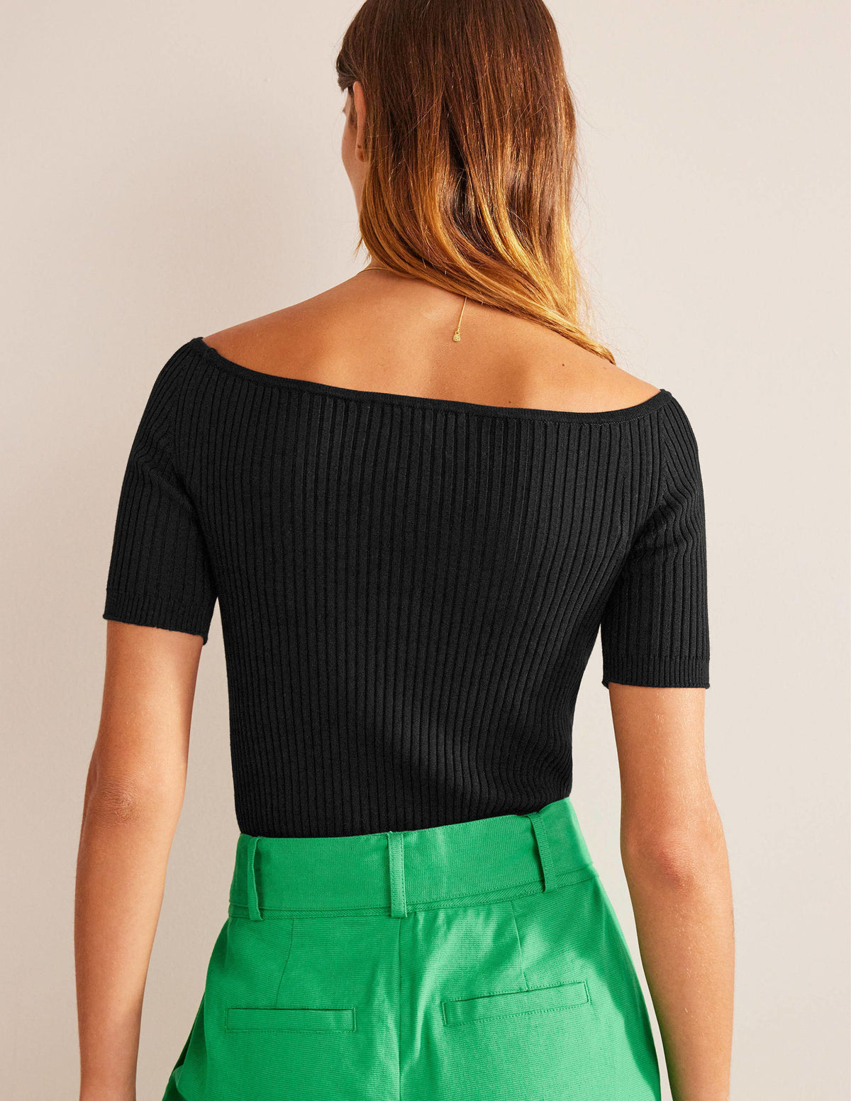 Off-Shoulder Ribbed Top-Black-3