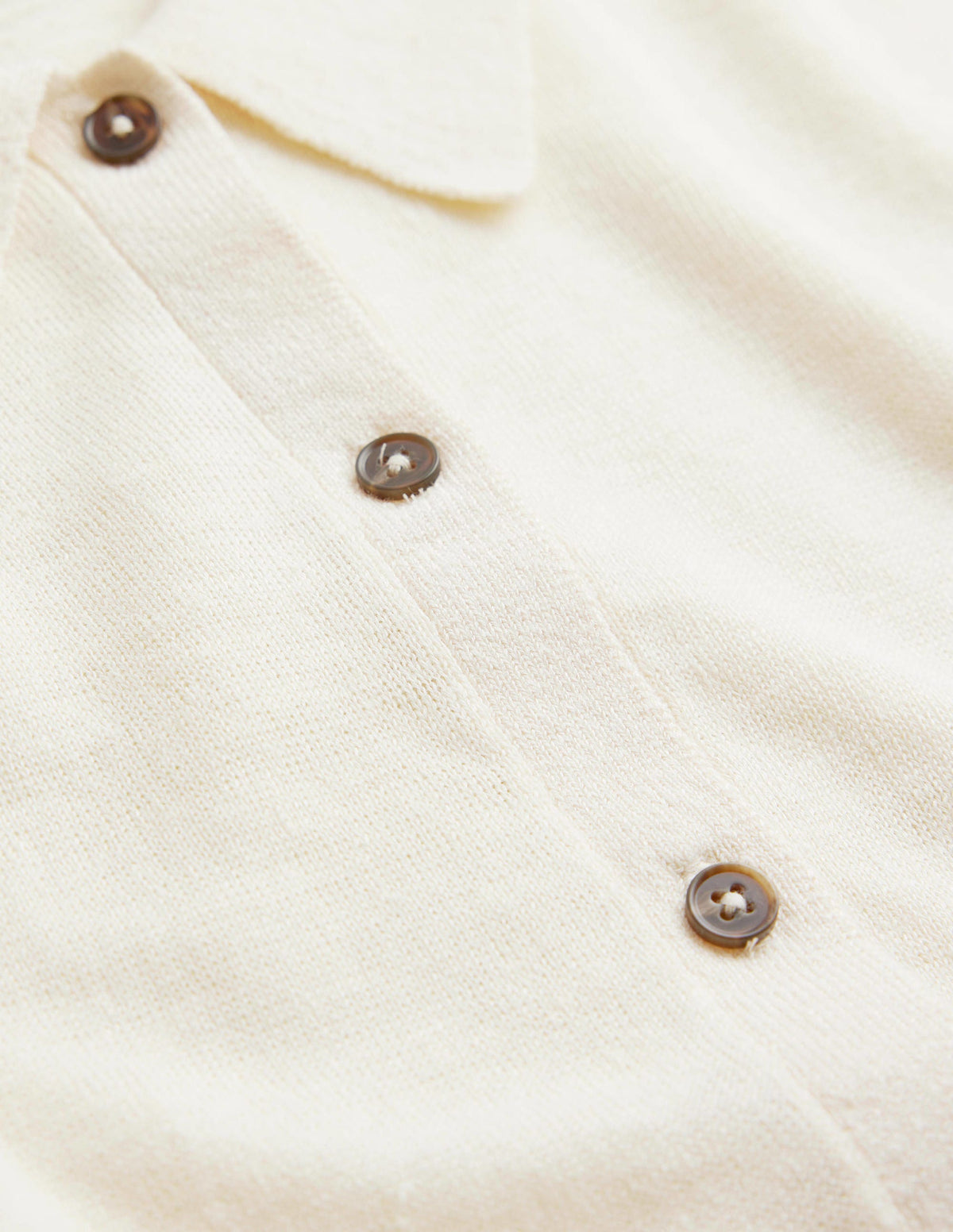 Collared Linen Knitted Shirt-Warm Ivory-6