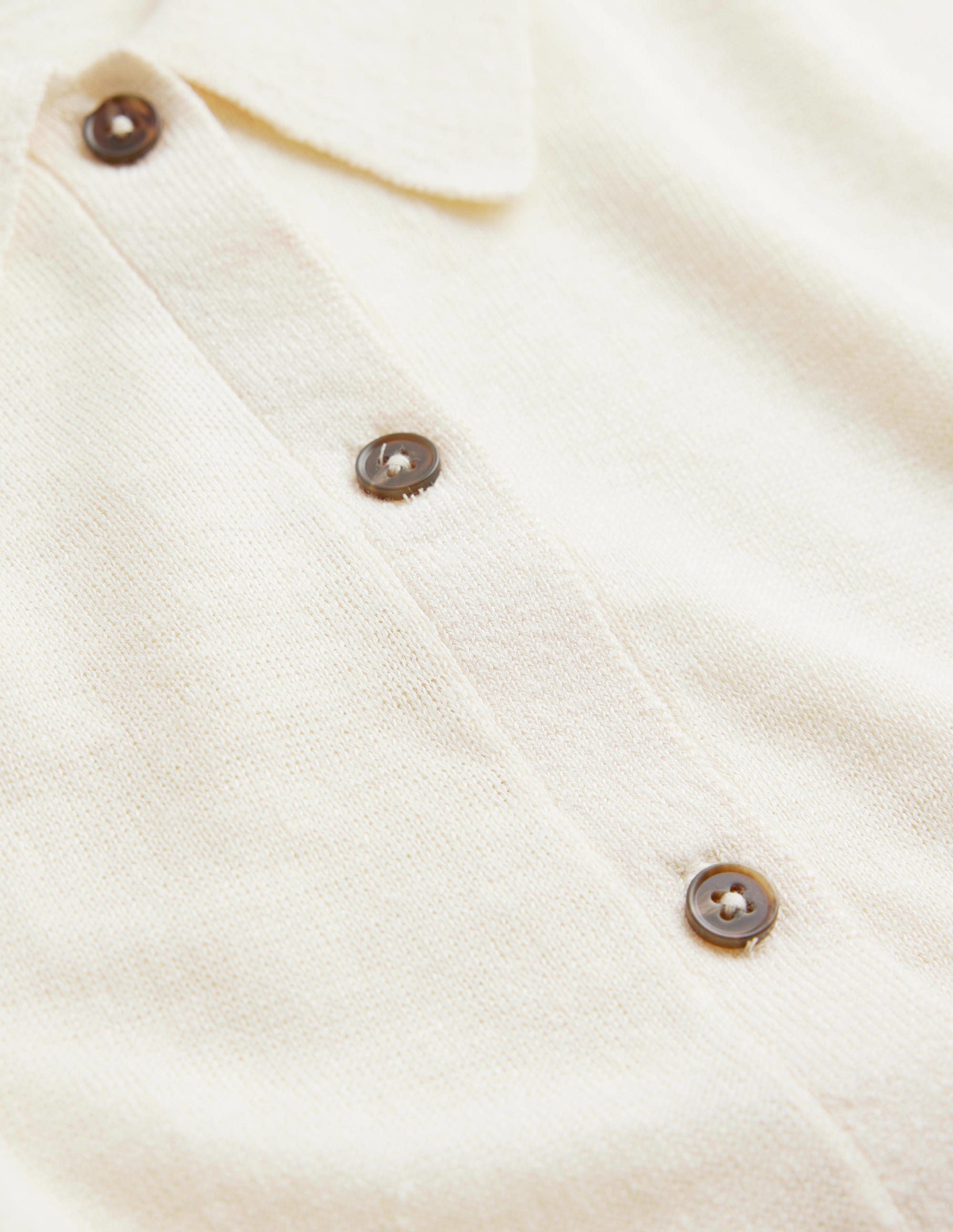 Collared Linen Knitted Shirt-Warm Ivory - Image 6