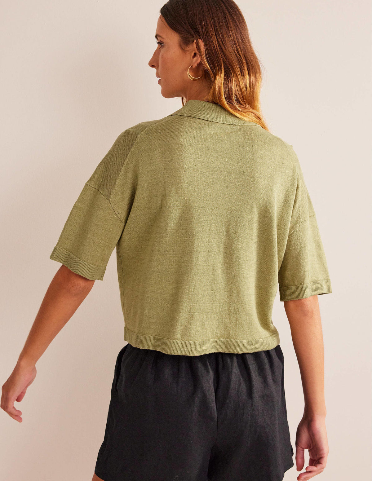 Collared Linen Knitted Shirt-River Reed - Image 3