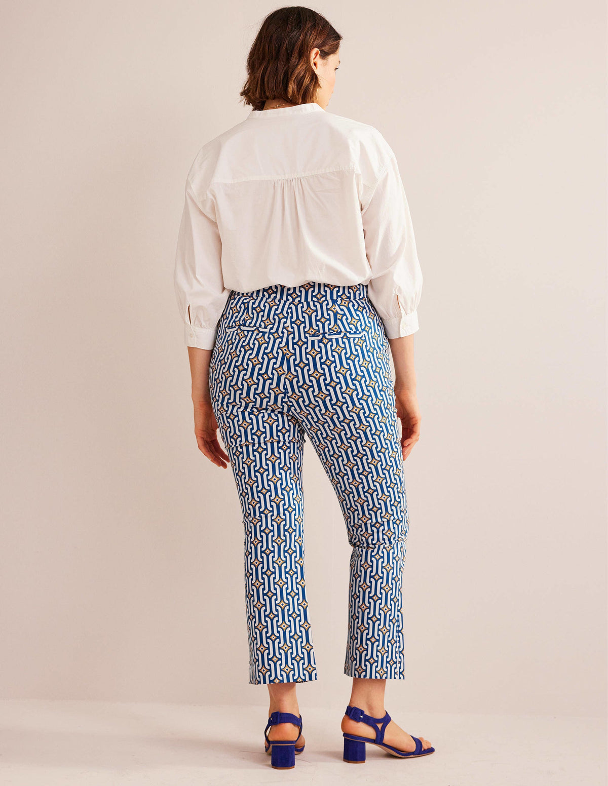 Cropped Flared Trousers-Sapphire, Azure Geo - Image 7