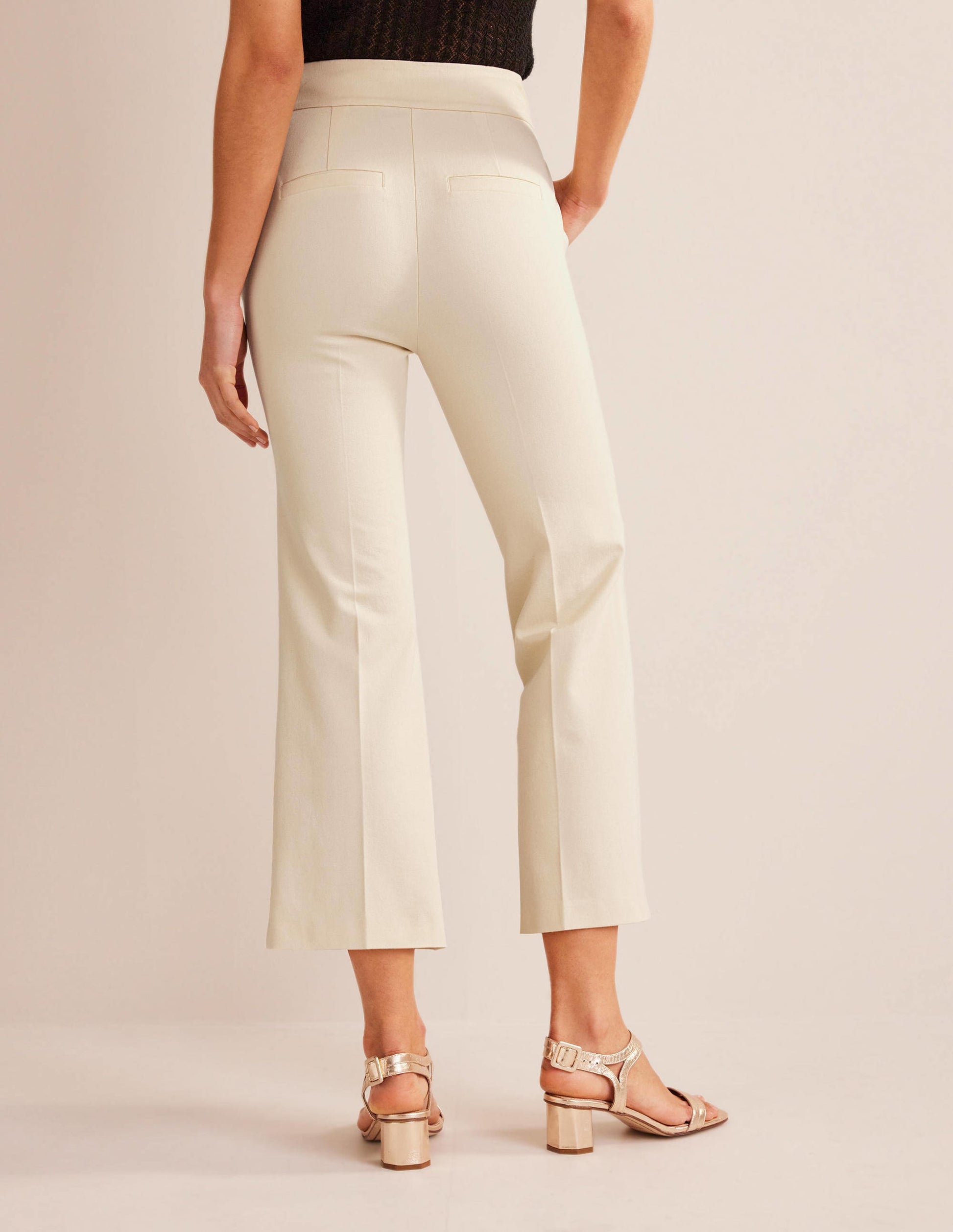 Bi-Stretch Crop Flare Trousers-Dorset Cream-3