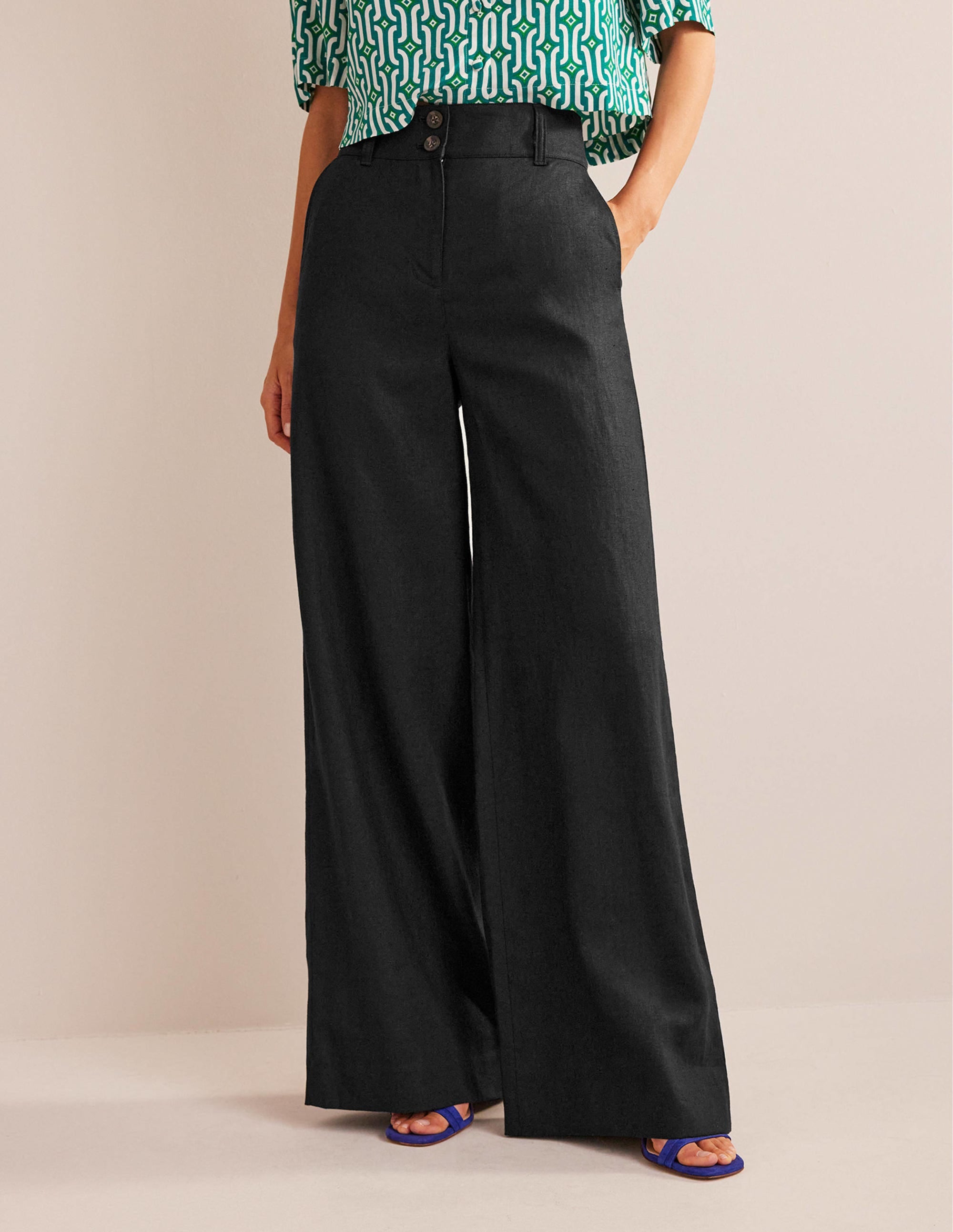 Highbury Linen Trousers-Black - Image 4