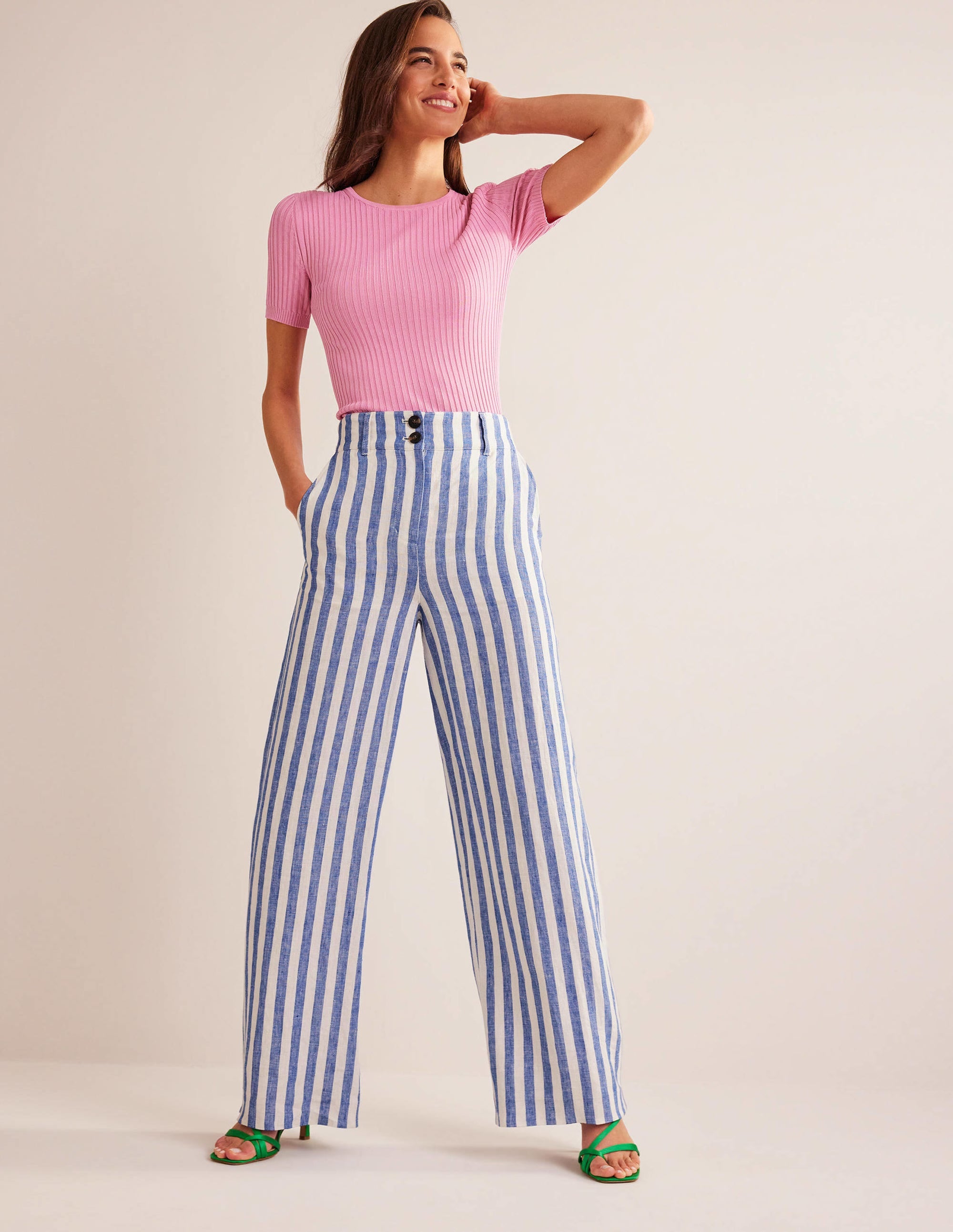 Highbury Linen Trousers-Stripe - Image 1