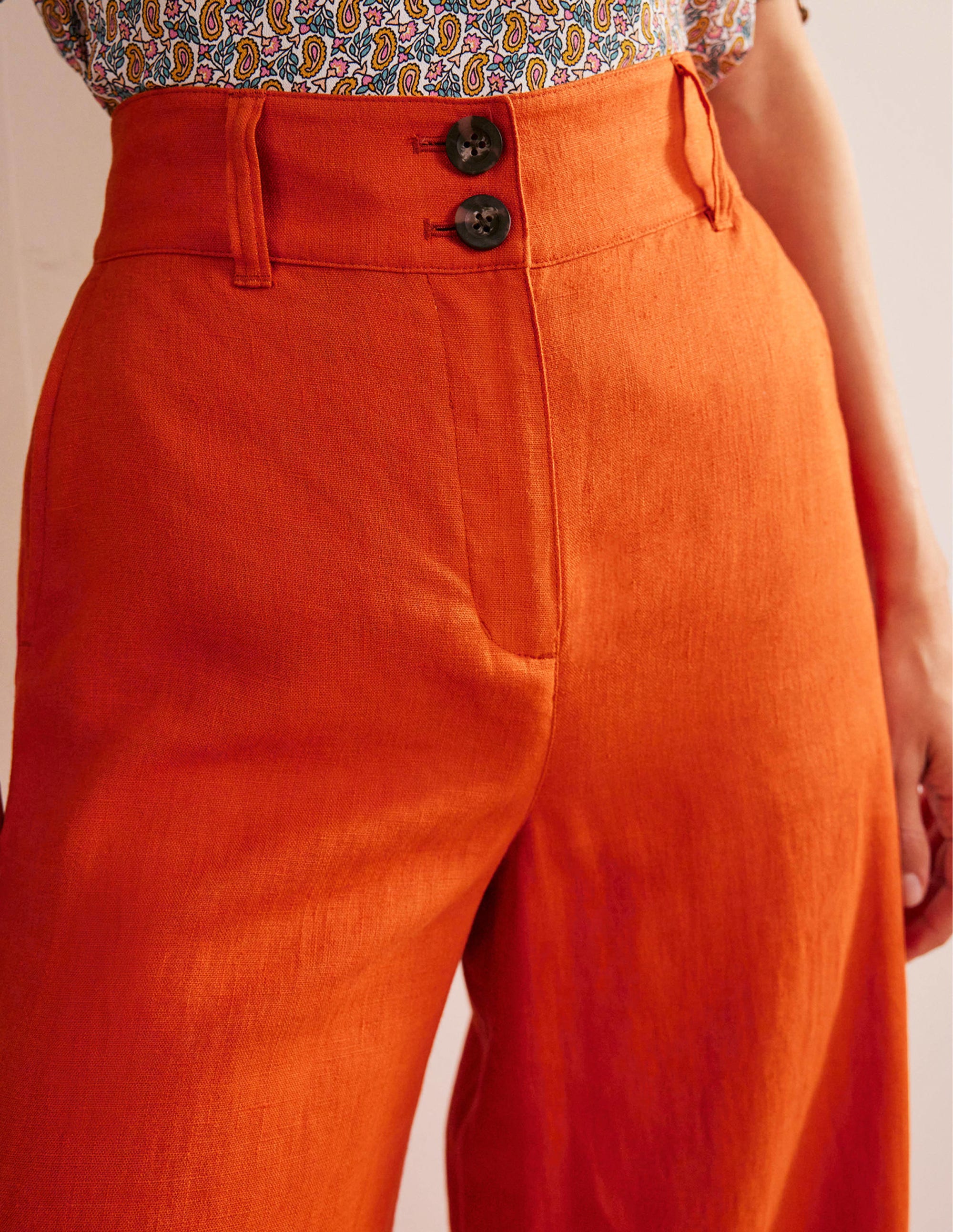 Highbury Linen Trousers-Kumquat - Image 2