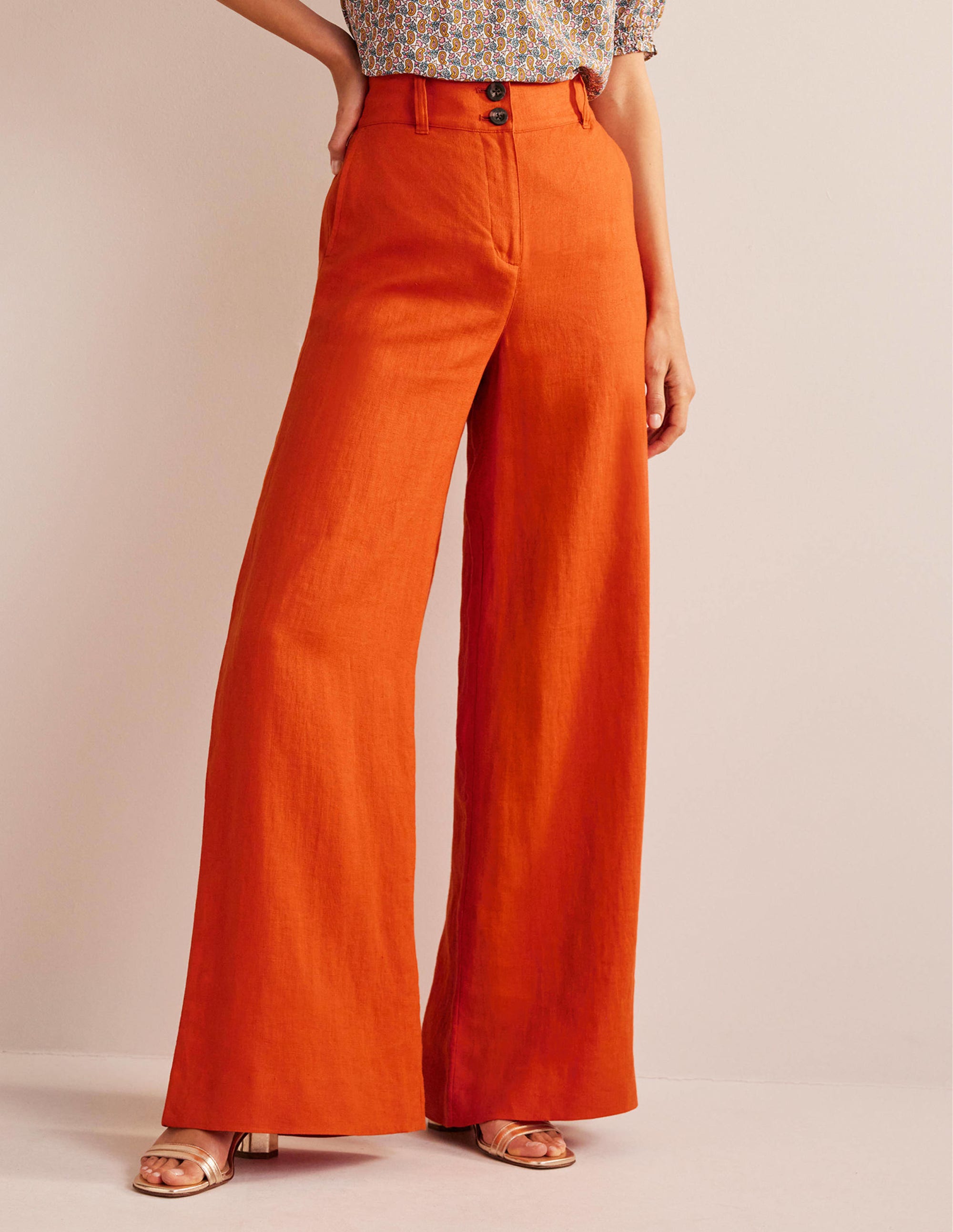 Highbury Linen Trousers-Kumquat - Image 4