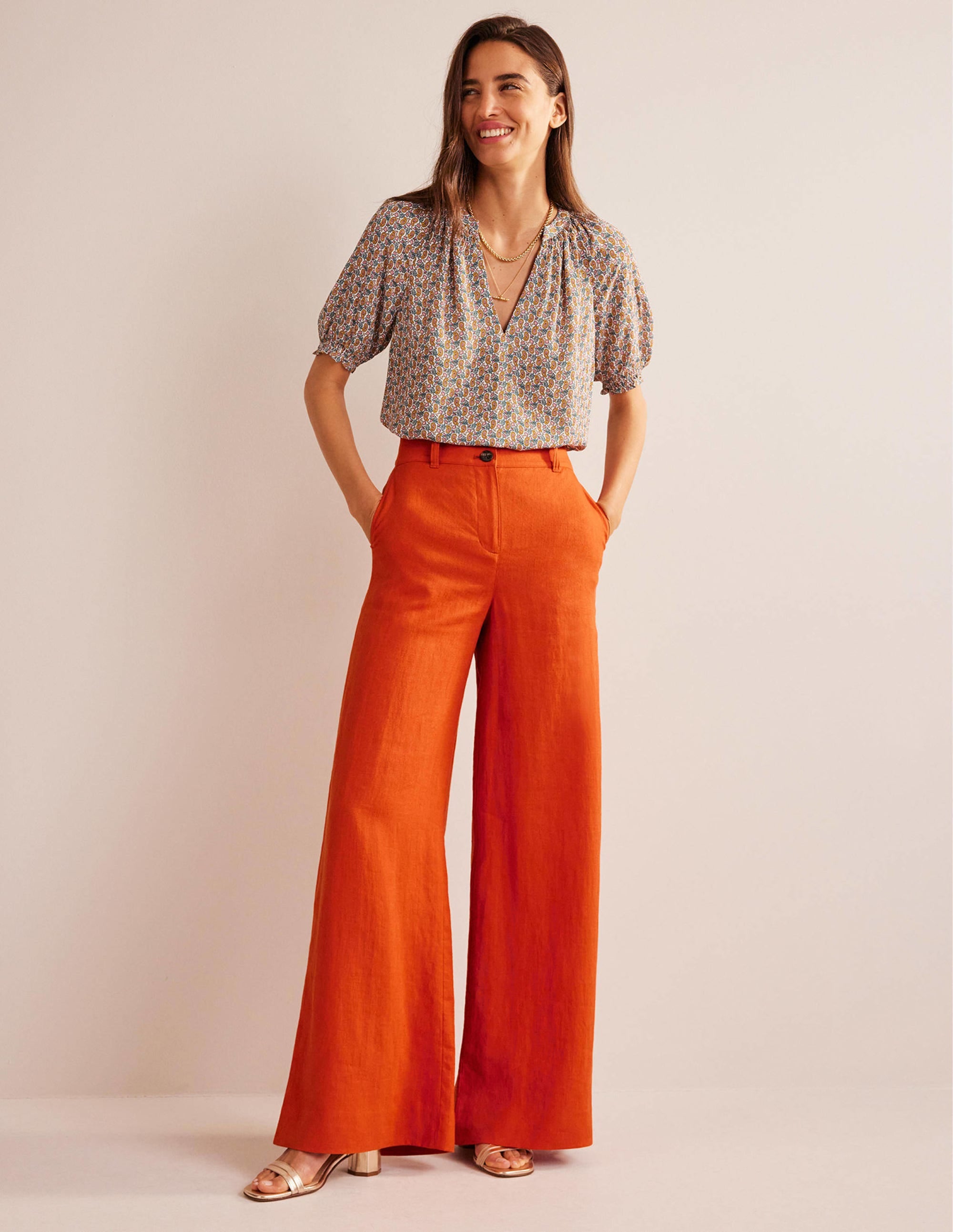Highbury Linen Trousers-Kumquat - Image 5