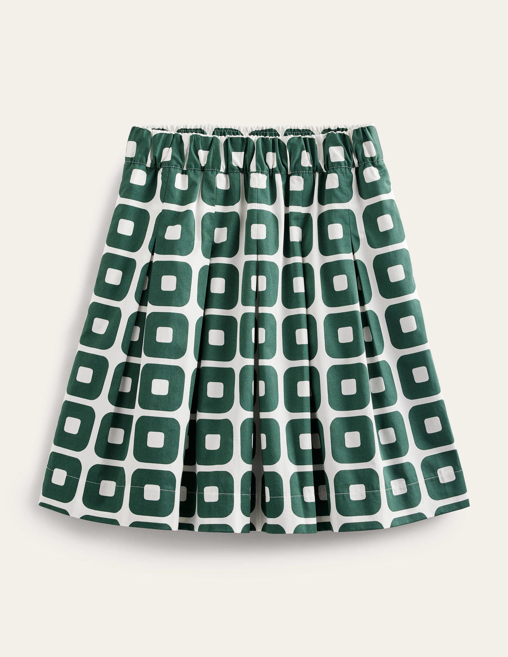 Pleated Cotton Skirt-Trekking Green, Cube-5