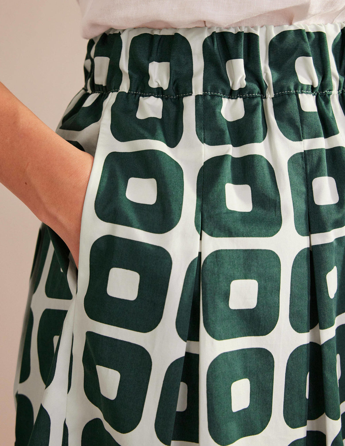 Pleated Cotton Skirt-Trekking Green, Cube - Image 2