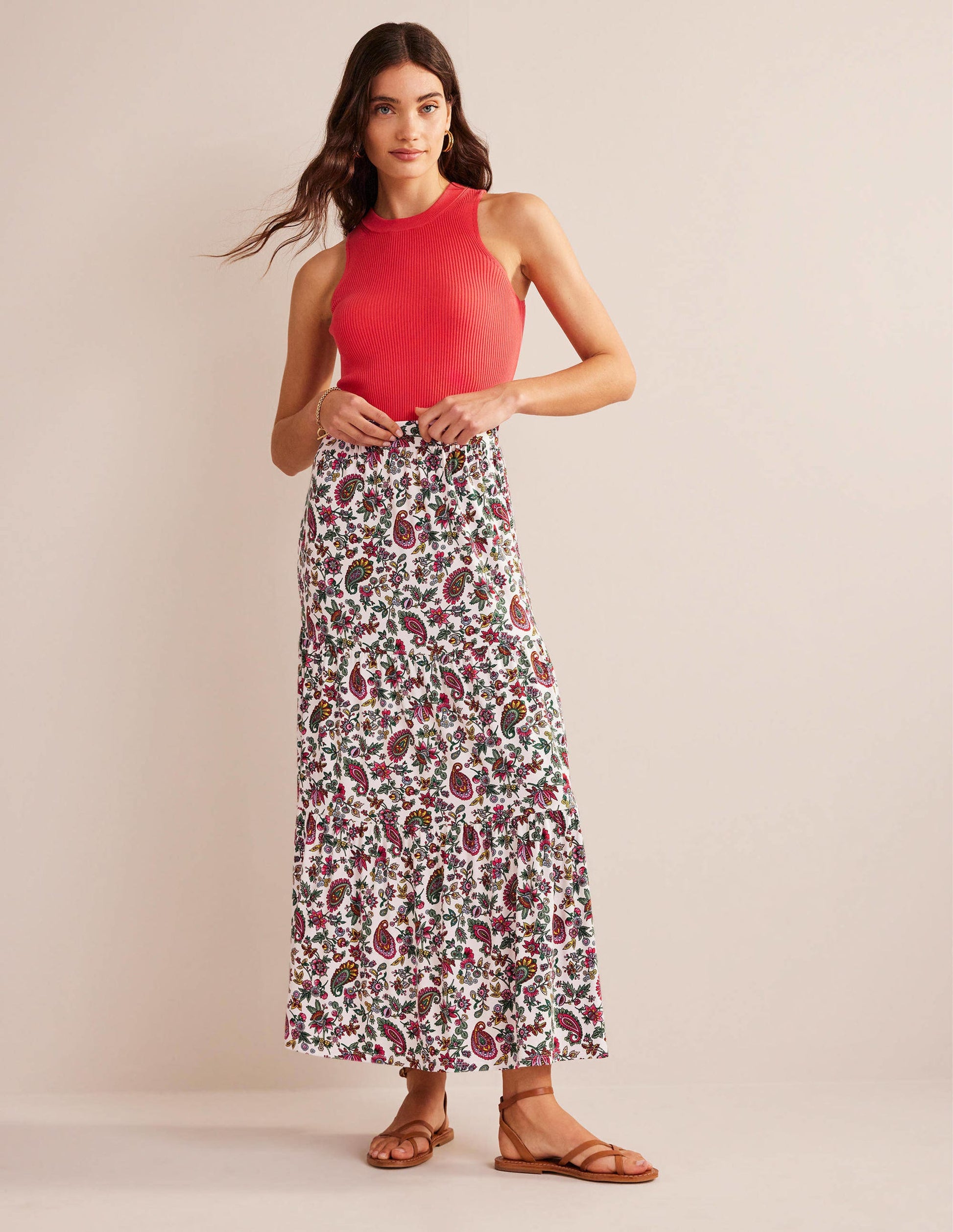 Jersey Maxi Skirt-Multi, Dandelion Paisley-1