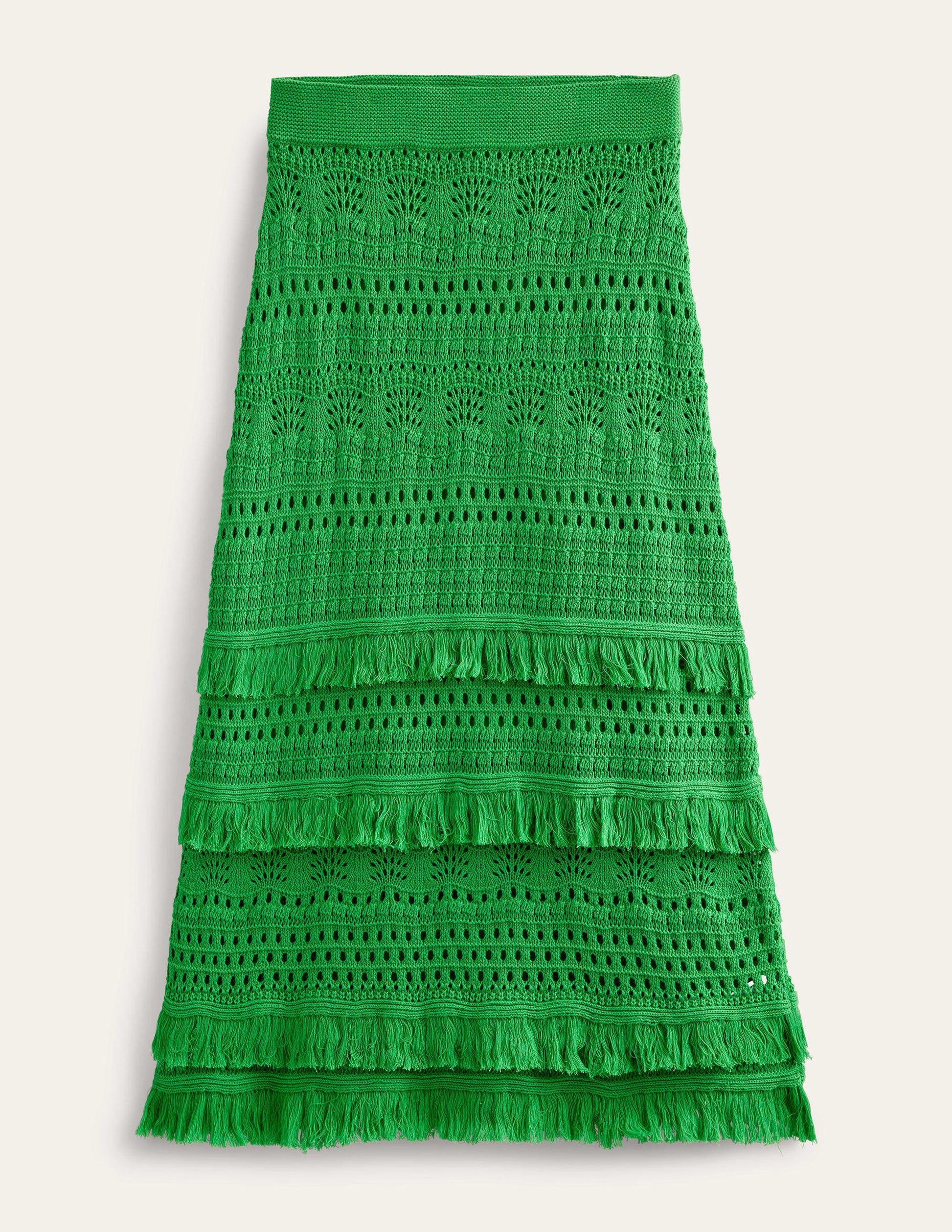 Fringe Crochet Knitted Skirt-Bright Green-5