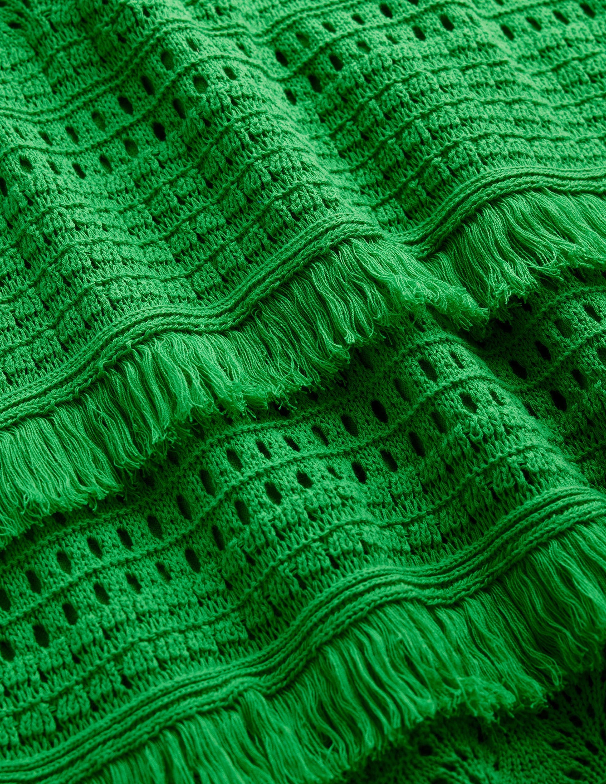 Fringe Crochet Knitted Skirt-Bright Green-6